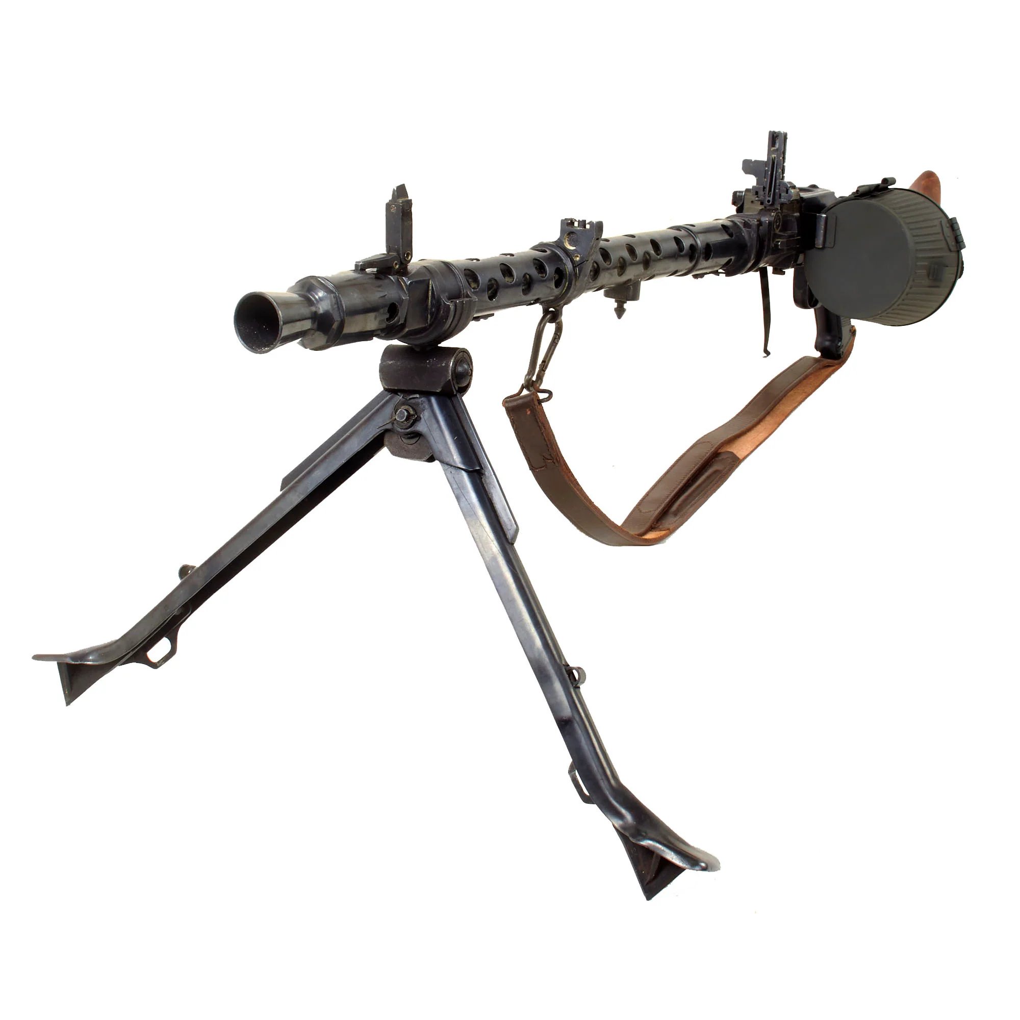 Original German WWII MG 34 Display Machine Gun Serial 7876 with Belt Carrier, Barrel in Carrier, Ammo Box, and Two Belts of Inert Ammo — image 3