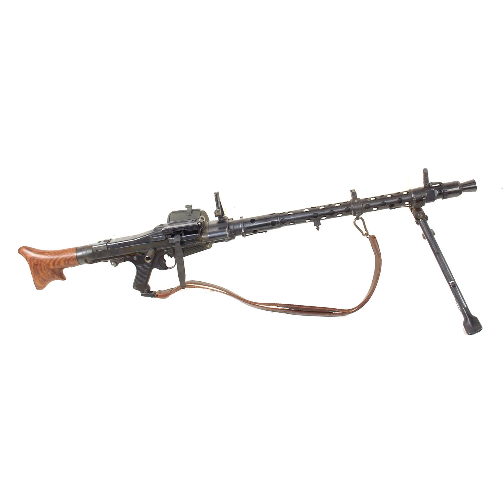 Original German WWII MG 34 Display Machine Gun Serial 7876 with Belt Carrier, Barrel in Carrier, Ammo Box, and Two Belts of Inert Ammo — image 4