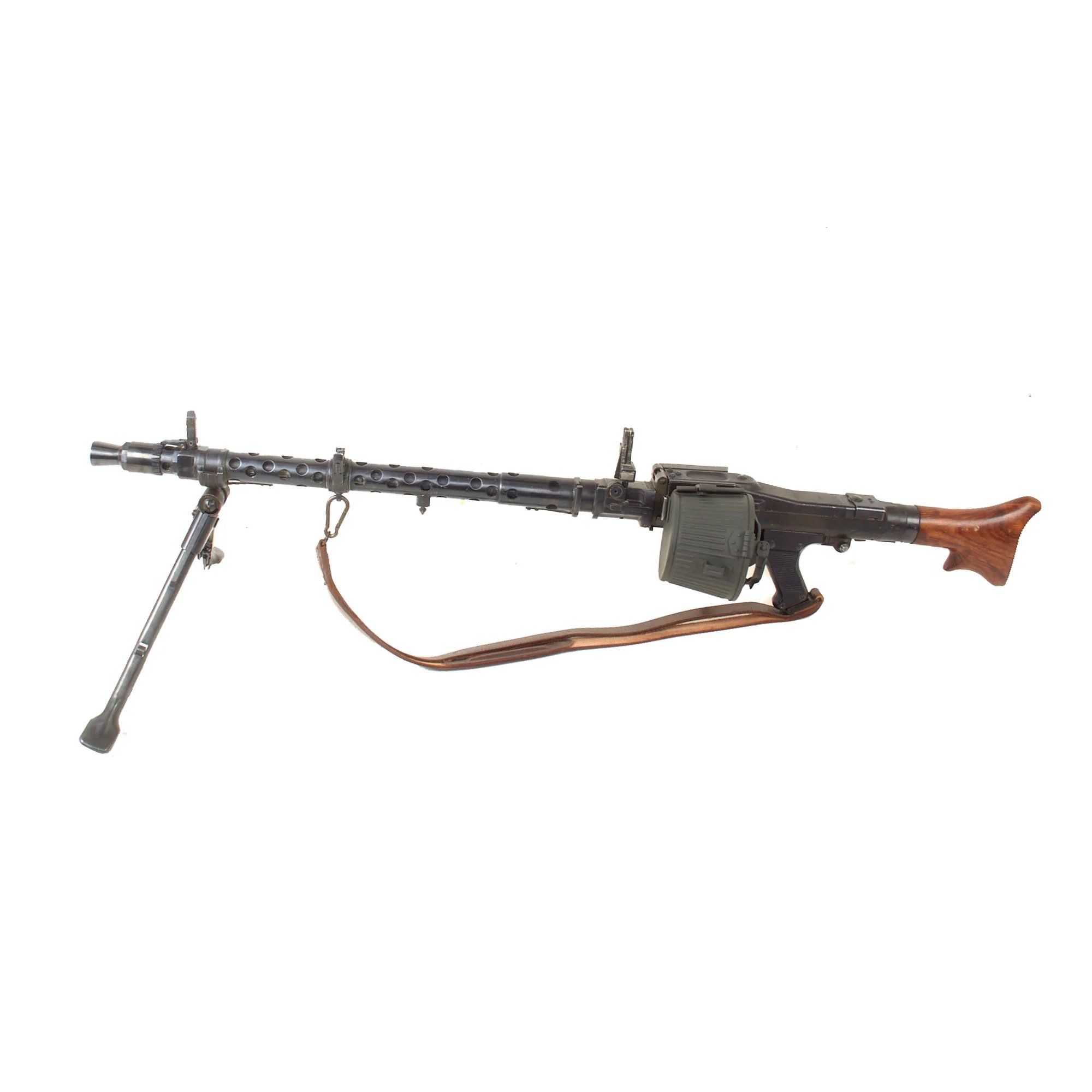 Original German WWII MG 34 Display Machine Gun Serial 7876 with Belt Carrier, Barrel in Carrier, Ammo Box, and Two Belts of Inert Ammo — image 5