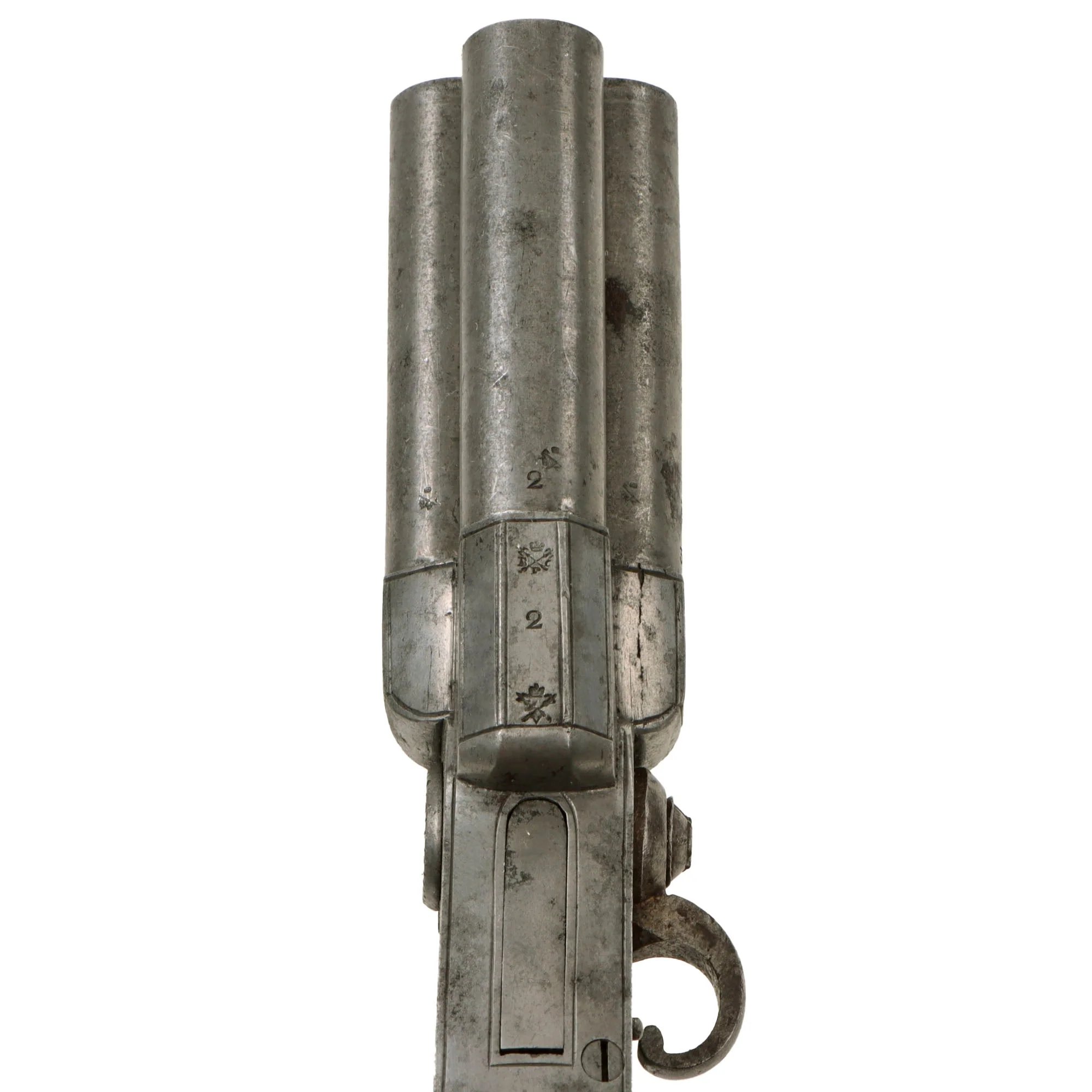 Original British Triple Barrel Percussion Converted Boxlock Tap Action Pistol by Thomas Cartmell of Doncaster - circa 1820 — image 13