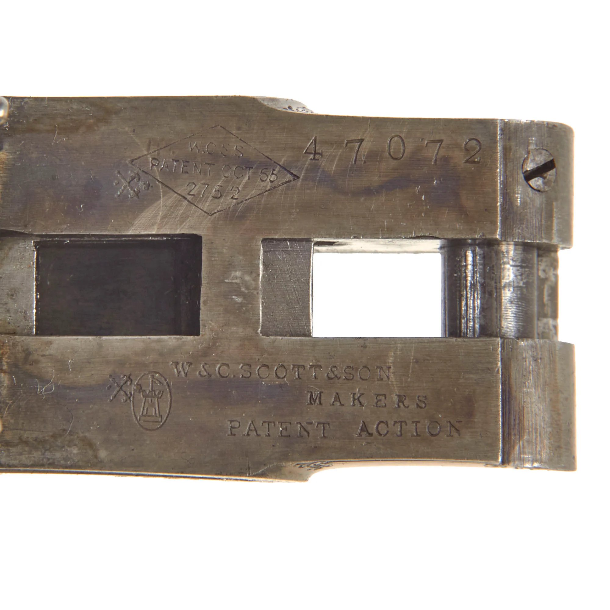 Original British 12 Bore Double Damascus Barrel Hammer Shotgun by W. & C. Scott & Son with Figured Walnut Stock Serial 47072 - Circa 1890 — image 10