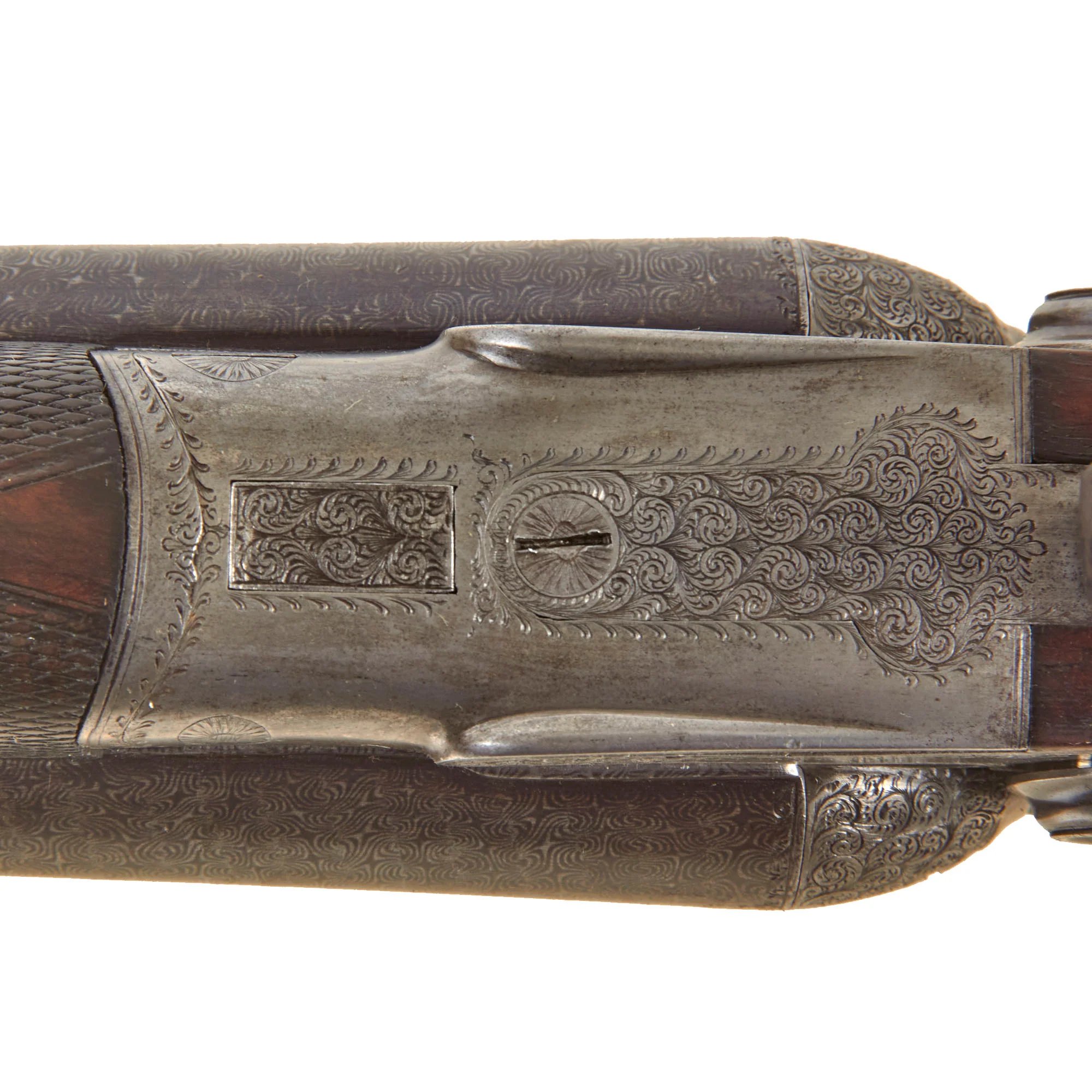 Original British 12 Bore Double Damascus Barrel Hammer Shotgun by W. & C. Scott & Son with Figured Walnut Stock Serial 47072 - Circa 1890 — image 9