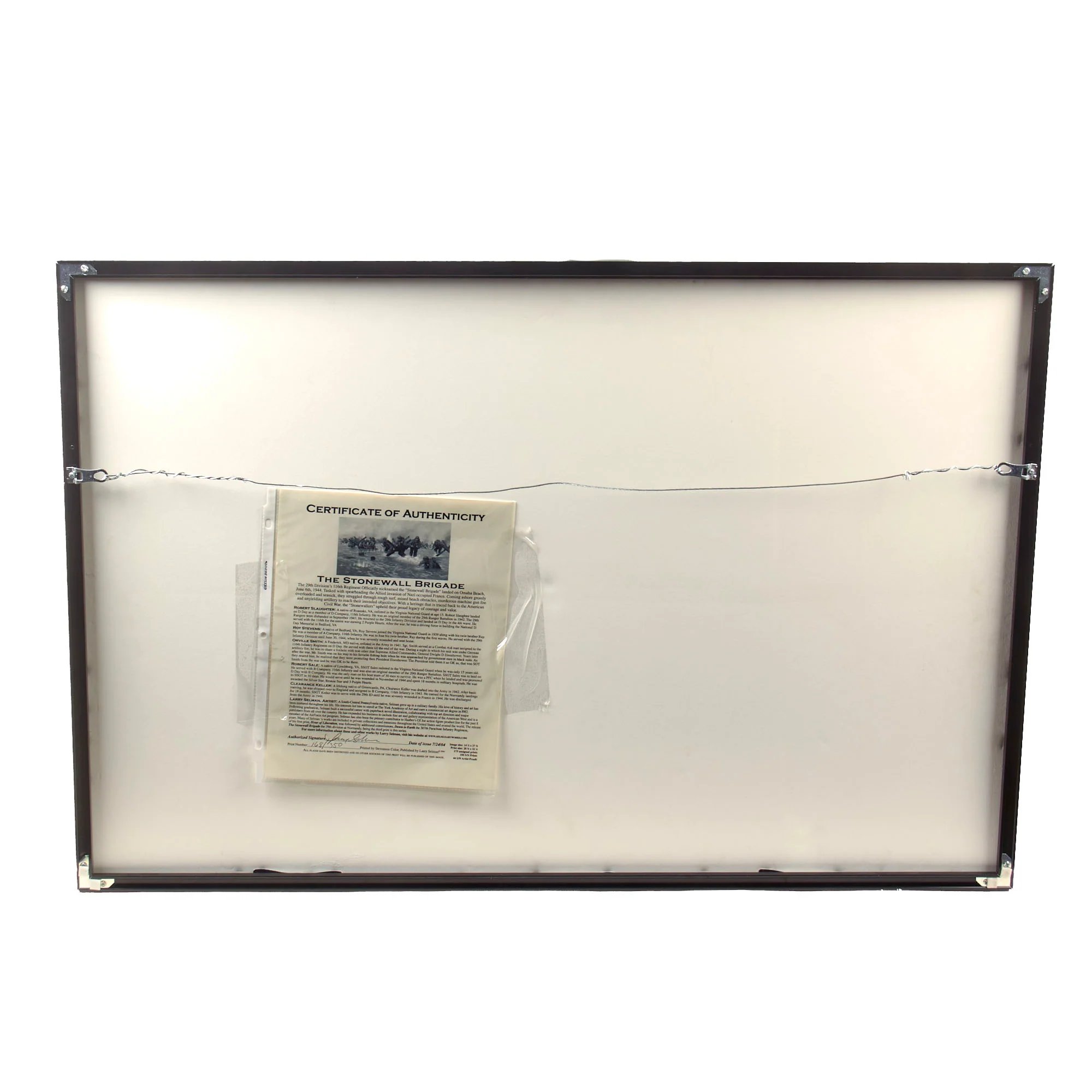 Original Signed Limited Edition Print: Framed 'The Stonewall Brigade' by Larry Selman Signed by Six Members of 116th Infantry Regiment Who Landed on D-Day 168/350 - 23 ¾ x 35 ¼' — image 2