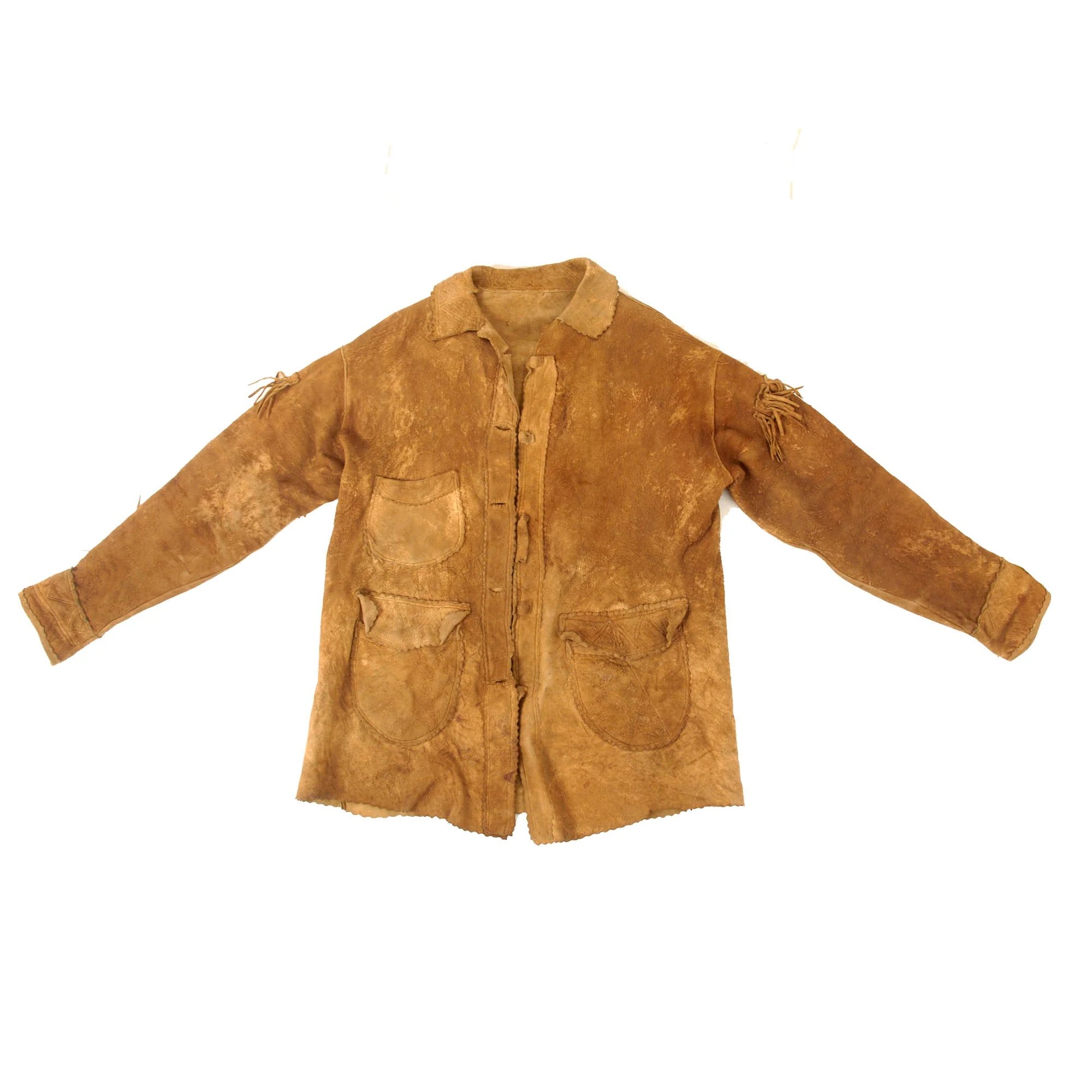 Original U.S. Indian Wars Old West Era Braintanned Buckskin Fringed Leather Jacket - Circa 1880s — image 16