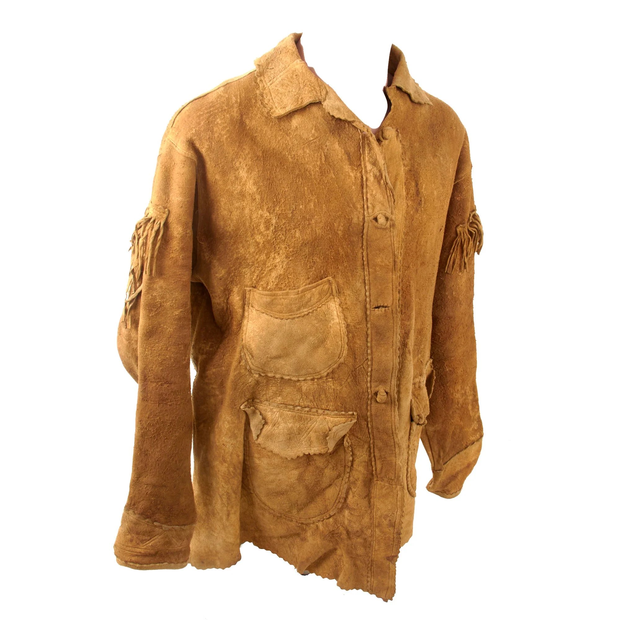 Original U.S. Indian Wars Old West Era Braintanned Buckskin Fringed Leather Jacket - Circa 1880s — image 3