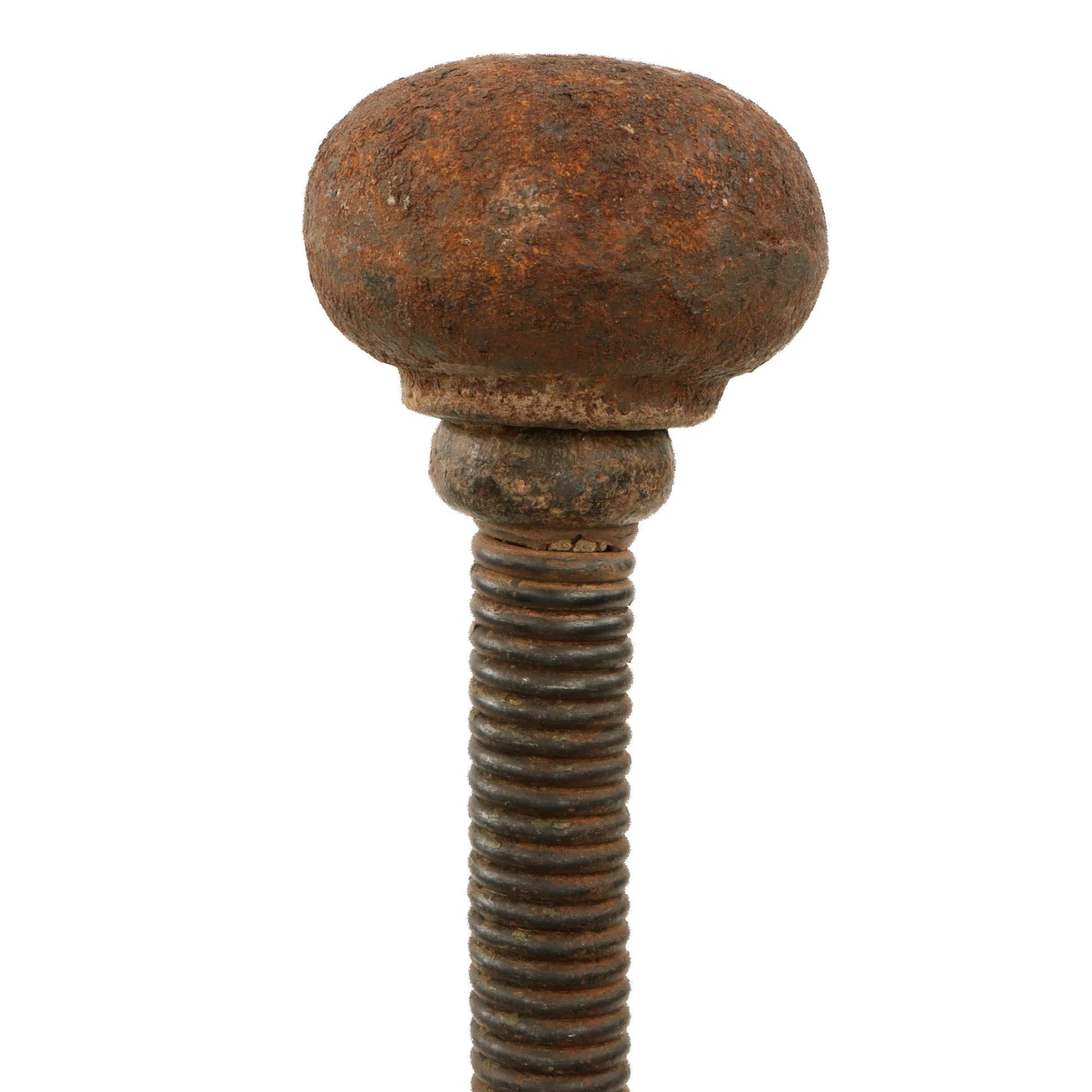 Original Austrian WWI Spring Handle Cast Iron Knob-Headed Trench Raiding Mace with Lanyard Ring - Featured in 'At Arms Length: Trench Clubs & Knives' Volume I by David F. Machnicki — image 11