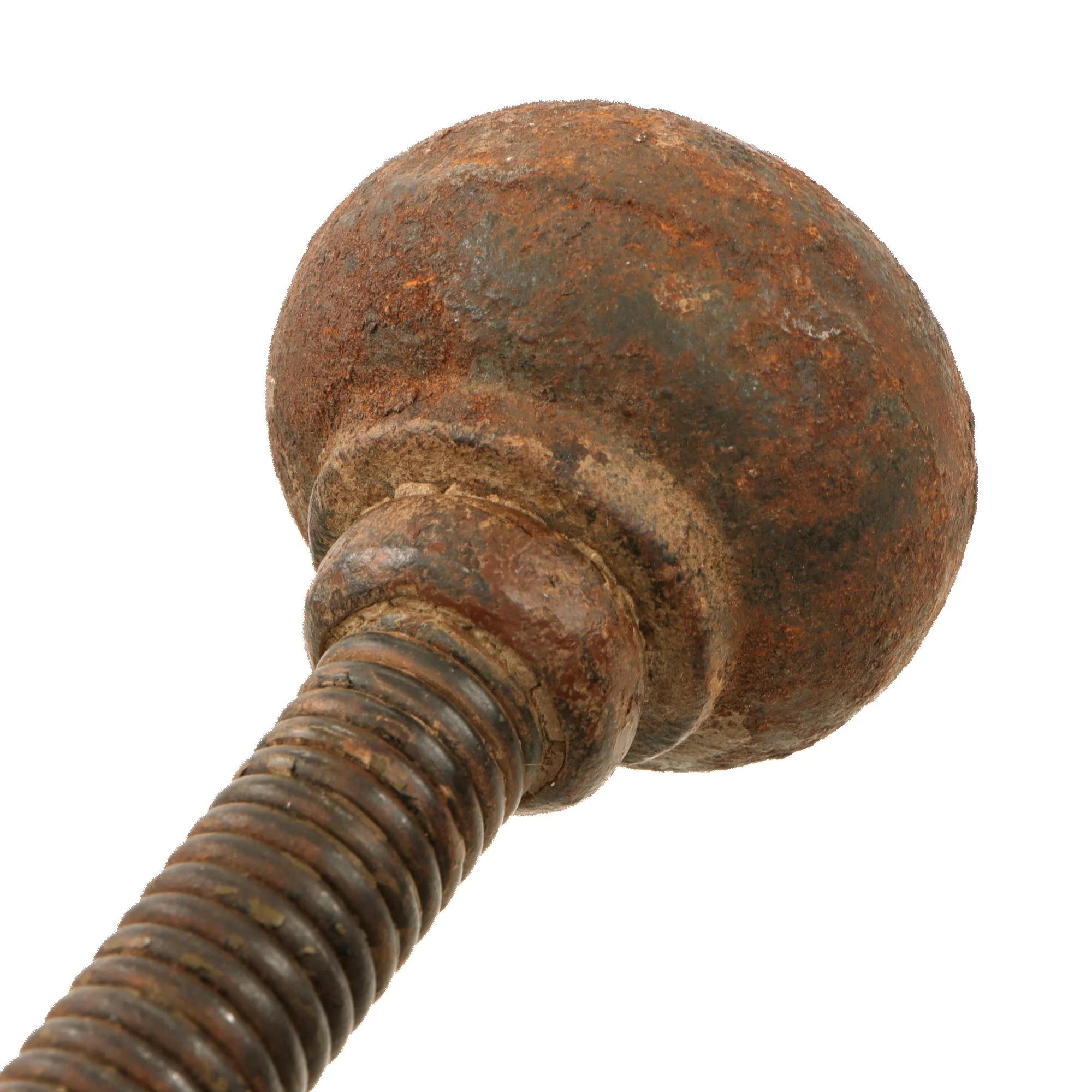 Original Austrian WWI Spring Handle Cast Iron Knob-Headed Trench Raiding Mace with Lanyard Ring - Featured in 'At Arms Length: Trench Clubs & Knives' Volume I by David F. Machnicki — image 8