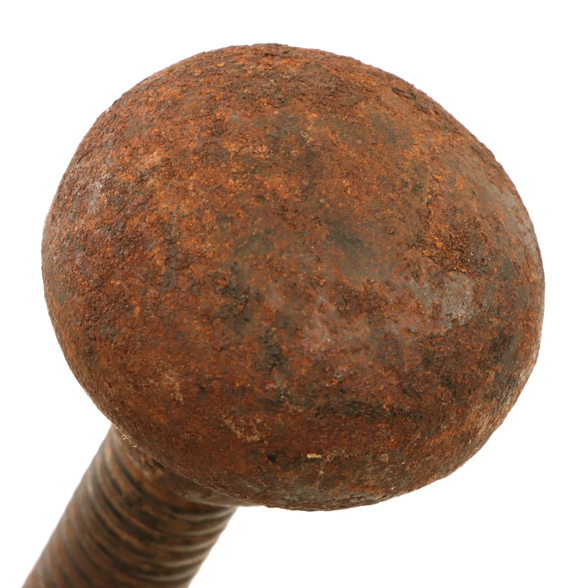 Original Austrian WWI Spring Handle Cast Iron Knob-Headed Trench Raiding Mace with Lanyard Ring - Featured in 'At Arms Length: Trench Clubs & Knives' Volume I by David F. Machnicki — image 9