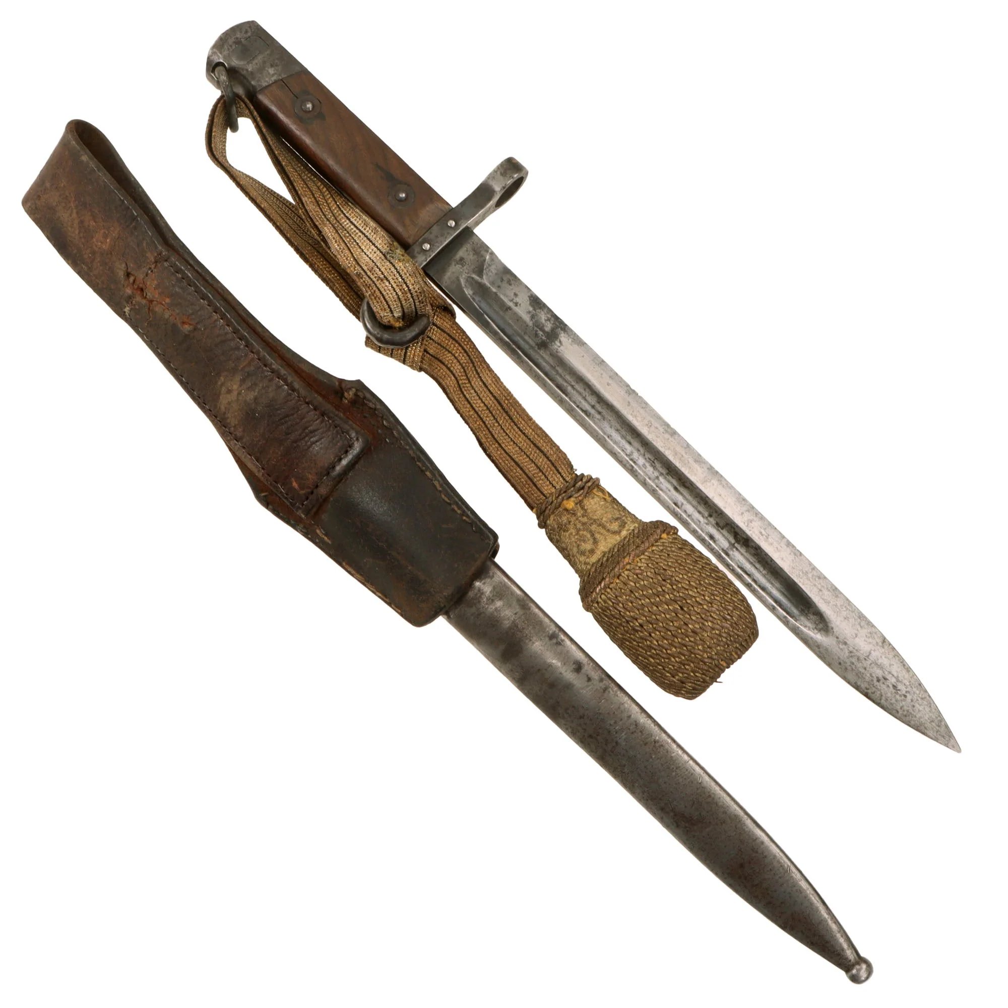 Original Austrian WWI Mannlicher M1895 NCO Bayonet by ŒWG Steyr with Hook Quillon, 'Loyal Until Death' Etched Blade & Troddle Knot - Featured in To The Hilt The Austrian Bayonet by David F. Machnicki — image 3