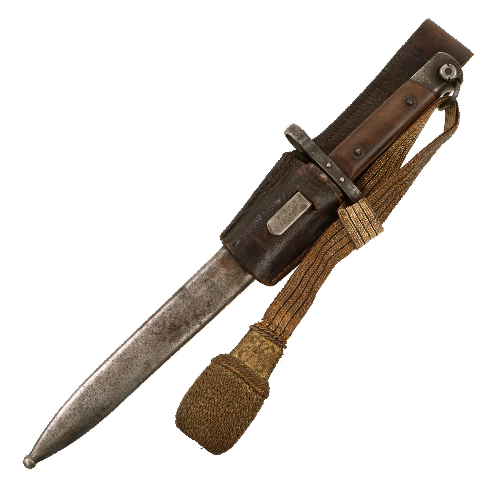 Original Austrian WWI Mannlicher M1895 NCO Bayonet by ŒWG Steyr with Hook Quillon, 'Loyal Until Death' Etched Blade & Troddle Knot - Featured in To The Hilt The Austrian Bayonet by David F. Machnicki — image 4