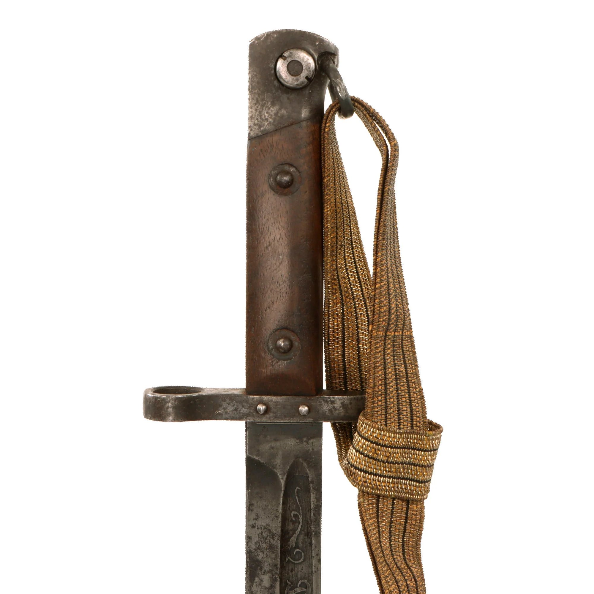 Original Austrian WWI Mannlicher M1895 NCO Bayonet by ŒWG Steyr with Hook Quillon, 'Loyal Until Death' Etched Blade & Troddle Knot - Featured in To The Hilt The Austrian Bayonet by David F. Machnicki — image 8