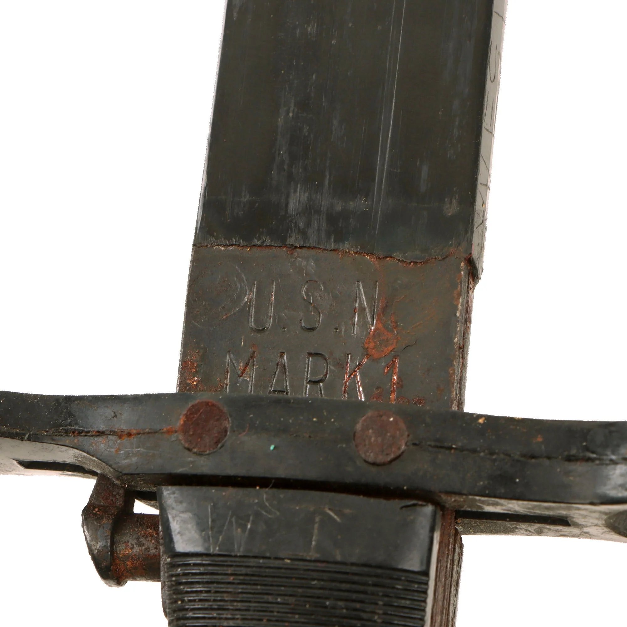 Original WWII U.S. Navy Mark 1 Plastic Training Bayonet by P.B. Co. with USN Mk1 Scabbard - Unbroken — image 16