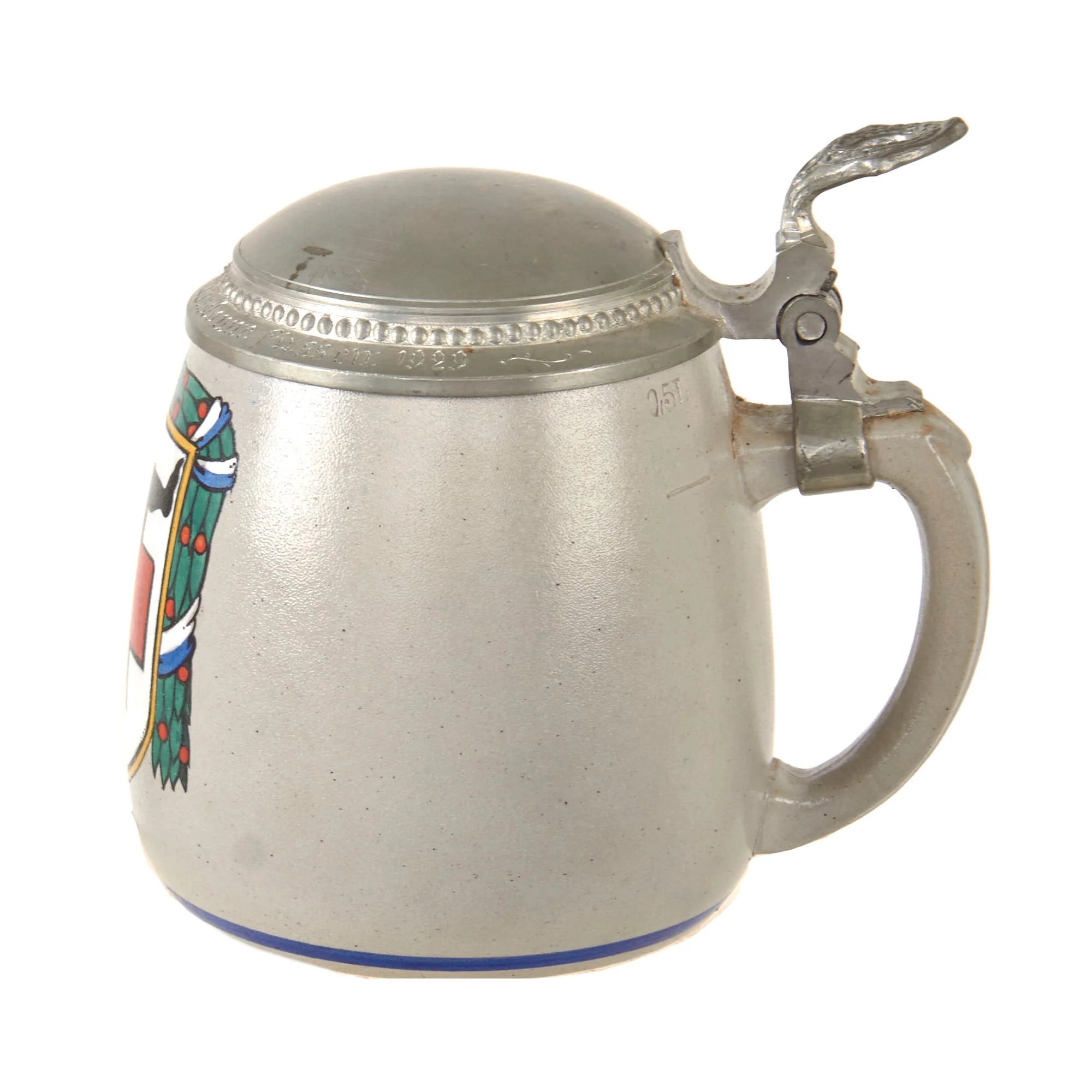 Original German Pre-WWII Reichswehr Wedding Celebration Lidded Beer Stein with Bavarian Füssen Medical Detachment Insignia & Medic Dedication on Lid - Dated 1929 — image 11