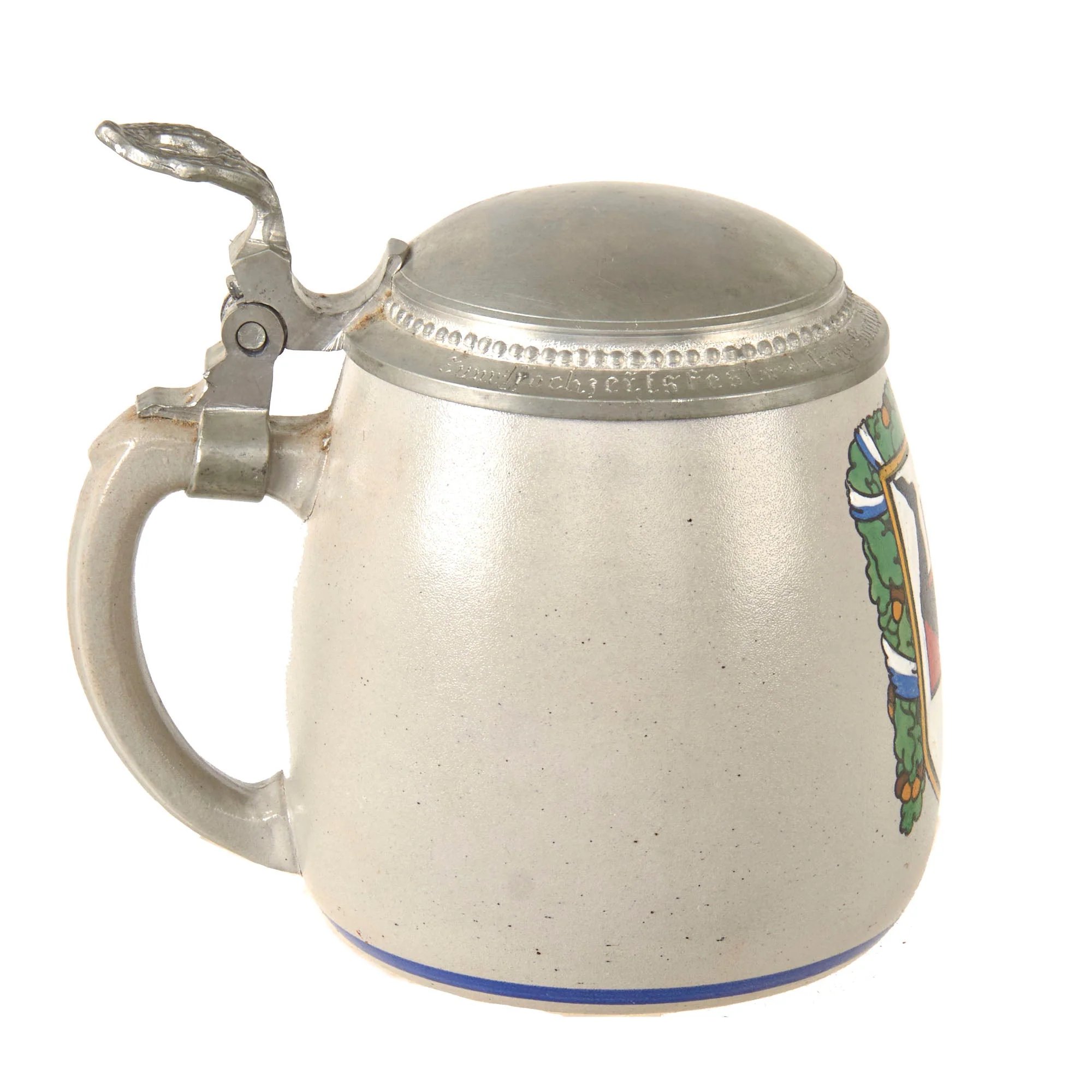 Original German Pre-WWII Reichswehr Wedding Celebration Lidded Beer Stein with Bavarian Füssen Medical Detachment Insignia & Medic Dedication on Lid - Dated 1929 — image 13