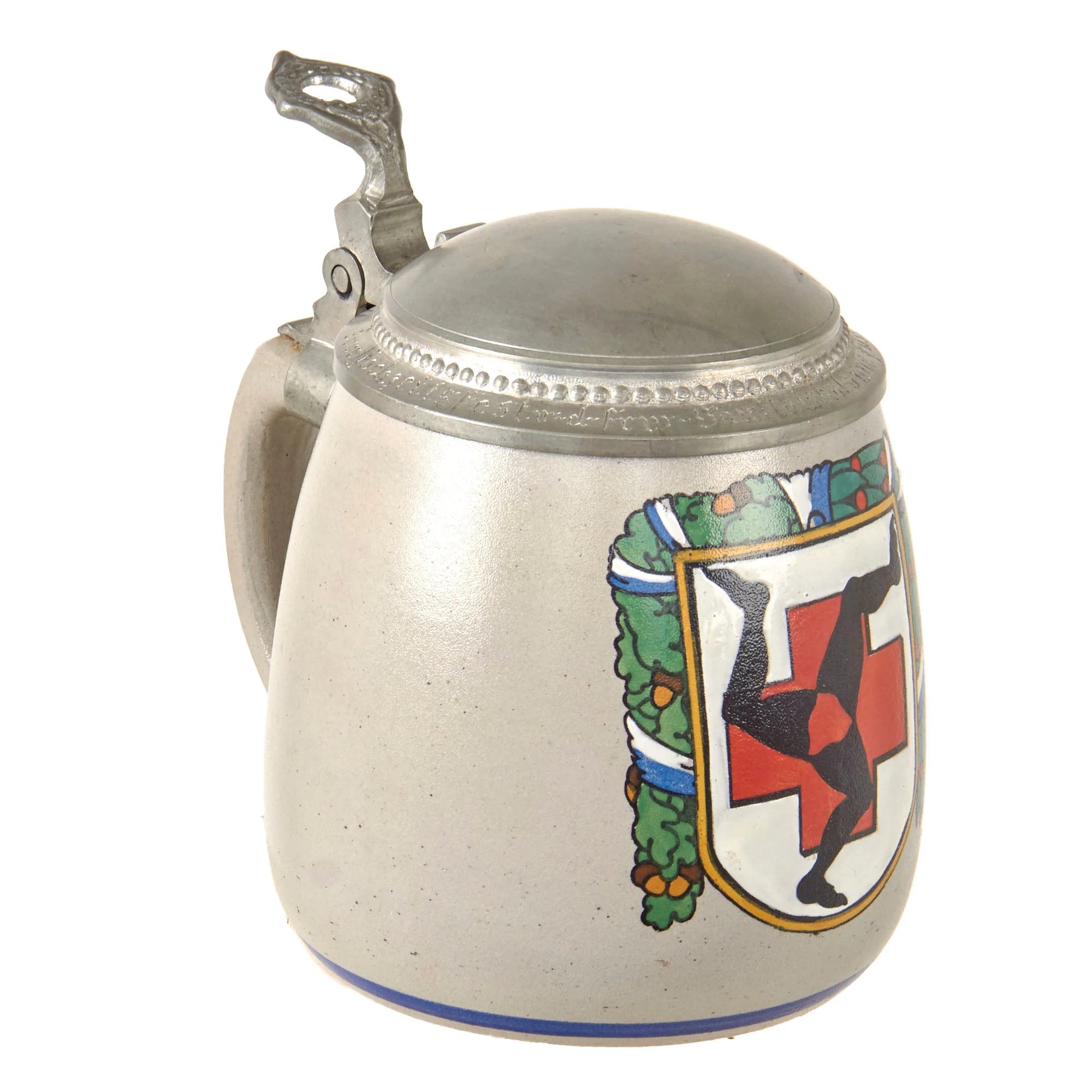 Original German Pre-WWII Reichswehr Wedding Celebration Lidded Beer Stein with Bavarian Füssen Medical Detachment Insignia & Medic Dedication on Lid - Dated 1929 — image 3