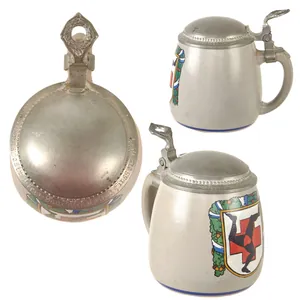 Original German Pre-WWII Reichswehr Wedding Celebration Lidded Beer Stein with …