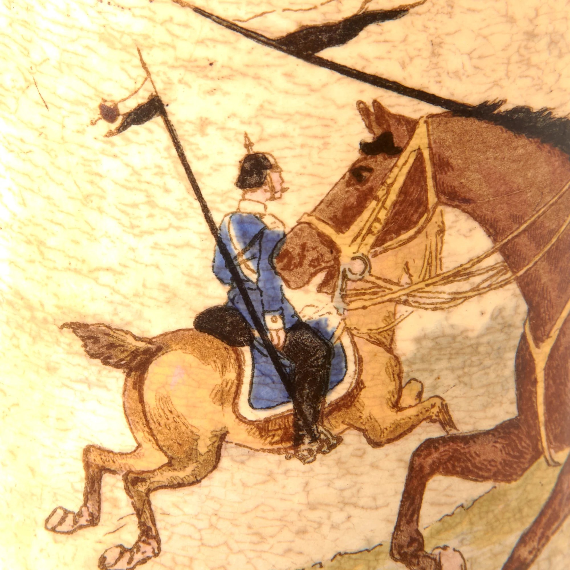 Original Imperial German Pre-WWI Saxony Dragoner-Regiment „König Albert von Sachsen' (Ostpreußisches) Nr. 10 Lidded Beer Stein by Niettlach - Dated 1895 — image 5