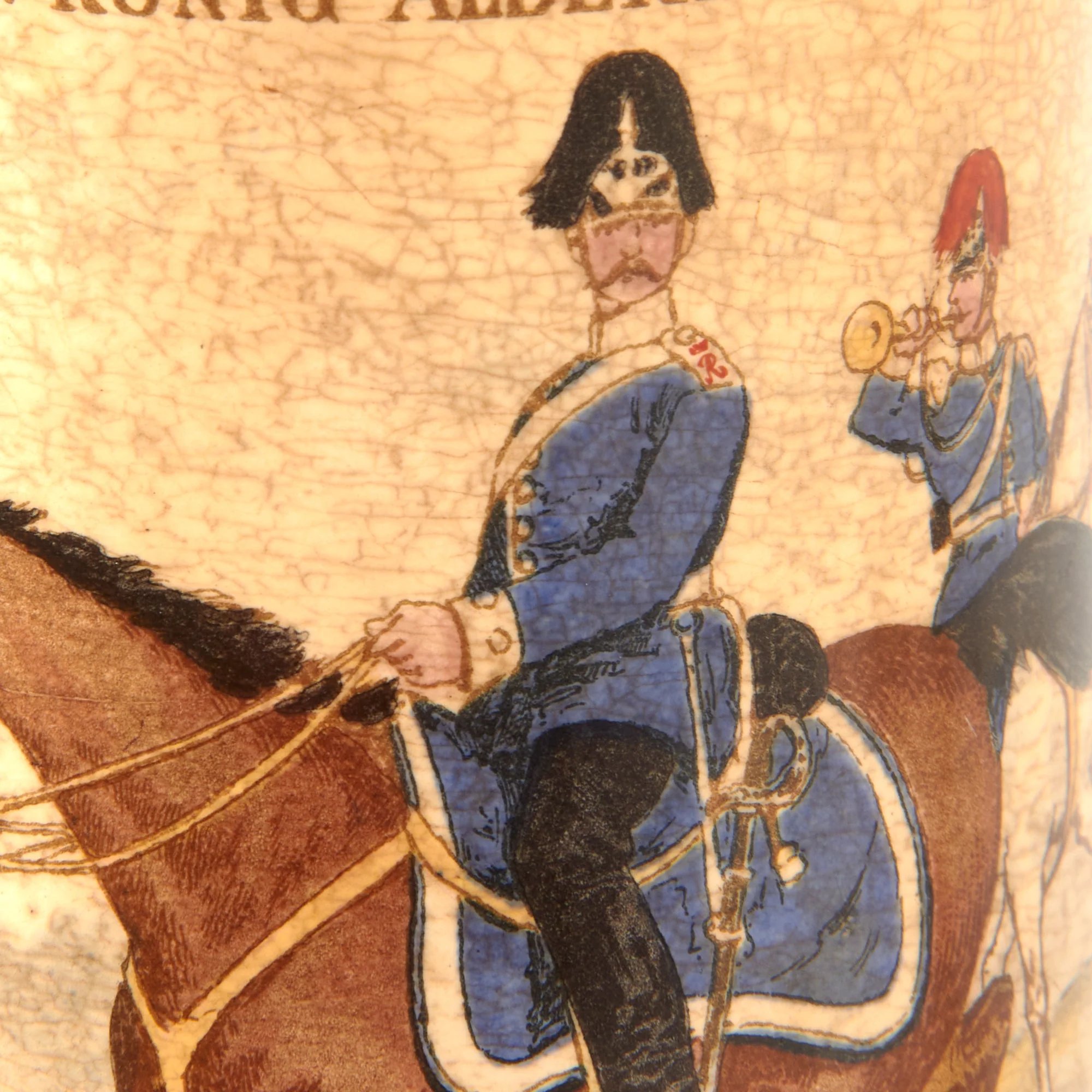 Original Imperial German Pre-WWI Saxony Dragoner-Regiment „König Albert von Sachsen' (Ostpreußisches) Nr. 10 Lidded Beer Stein by Niettlach - Dated 1895 — image 7