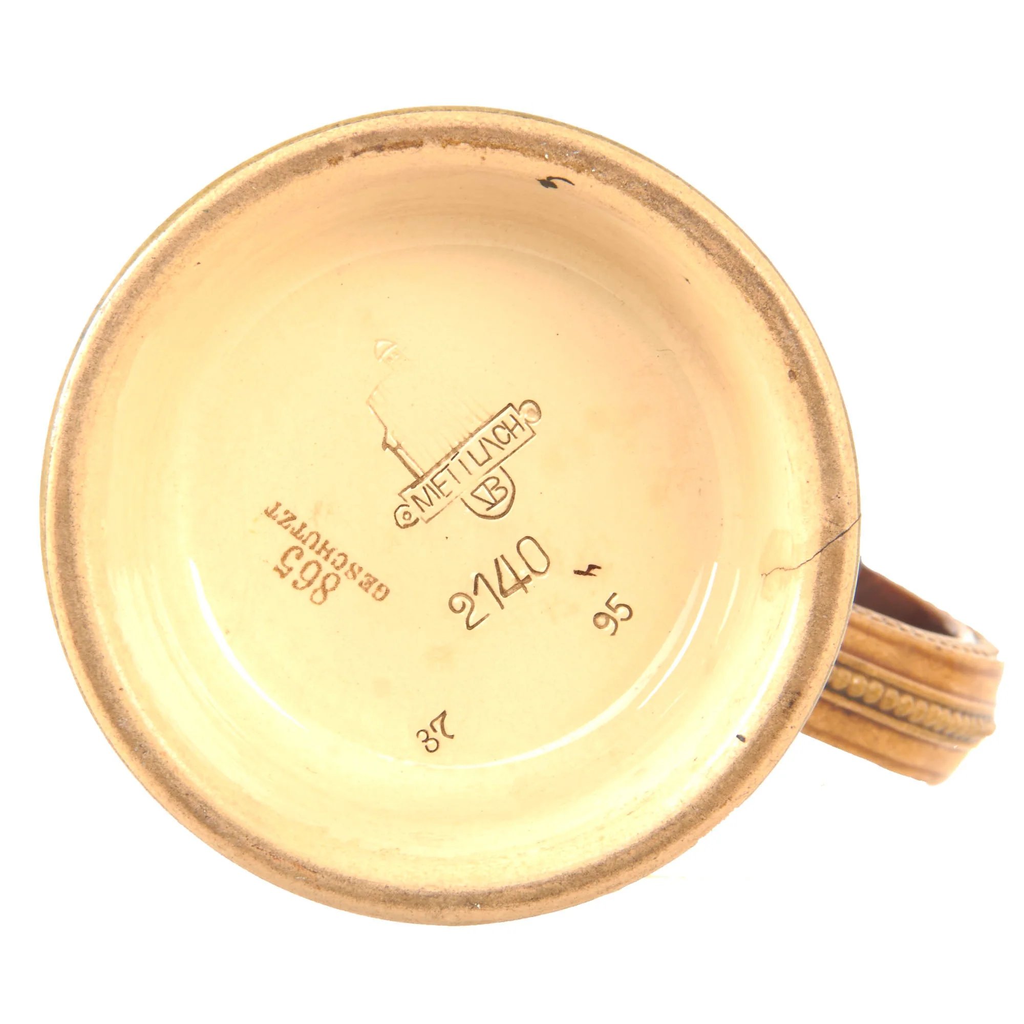 Original Imperial German Pre-WWI Saxony Dragoner-Regiment „König Albert von Sachsen' (Ostpreußisches) Nr. 10 Lidded Beer Stein by Niettlach - Dated 1895 — image 8