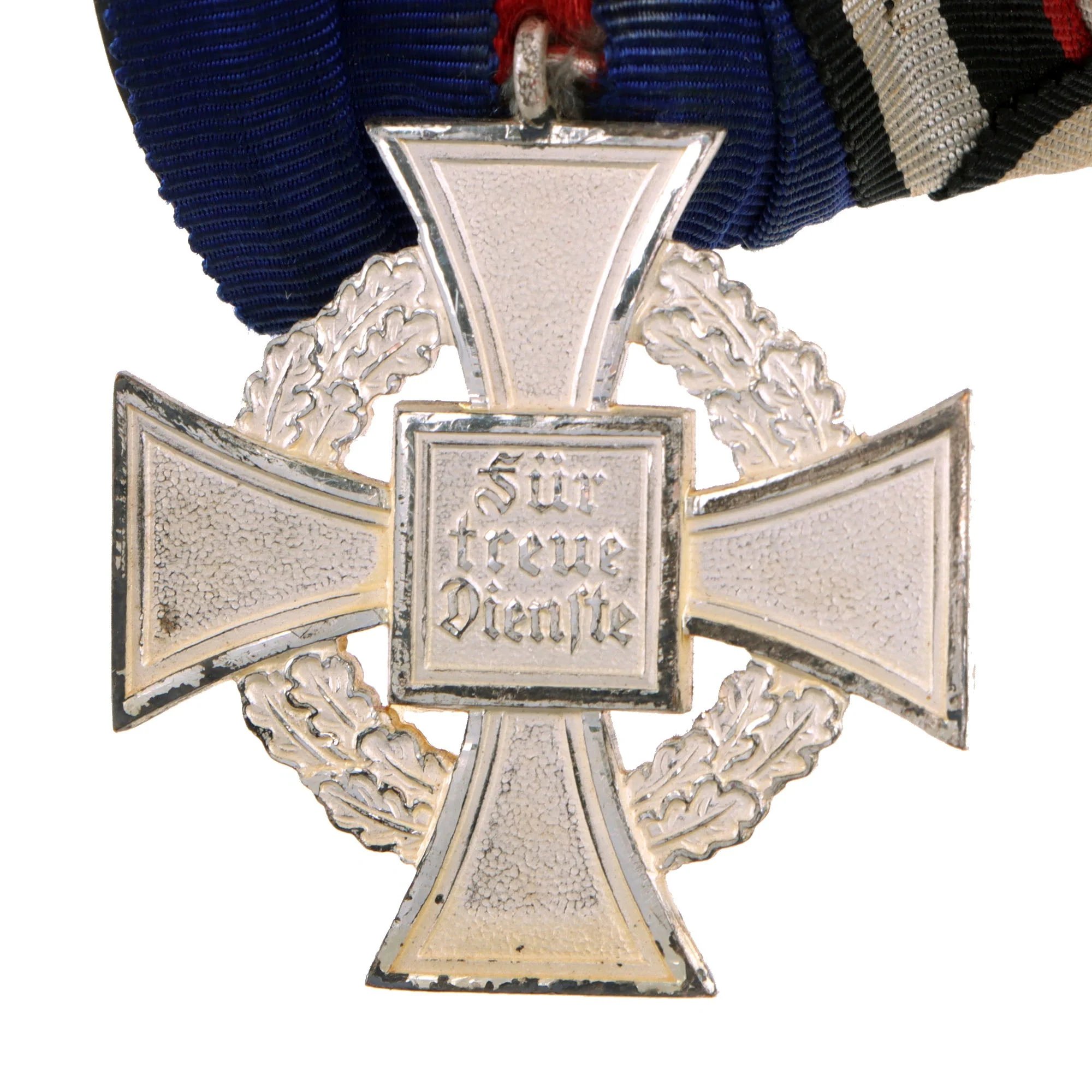 Original German WWI - WWII Medal Bar with City of Hamburg Hanseatic Cross, Hindenburg Cross & 40 Year Civil Service Medal - 3 Awards — image 7