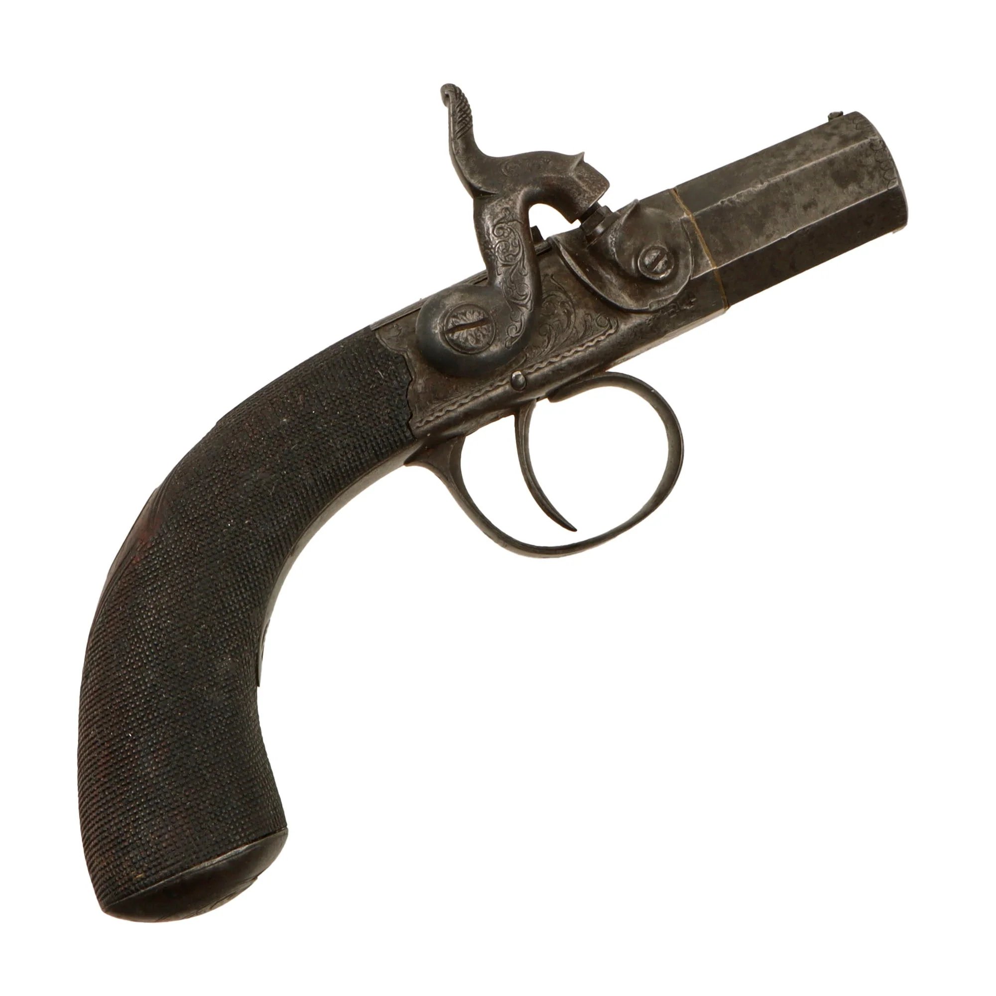 Original Victorian Era British Single Shot Side Hammer Percussion 'Belly Buster' Vest Pistol by Thomas K. Baker of London - circa 1840 — image 2