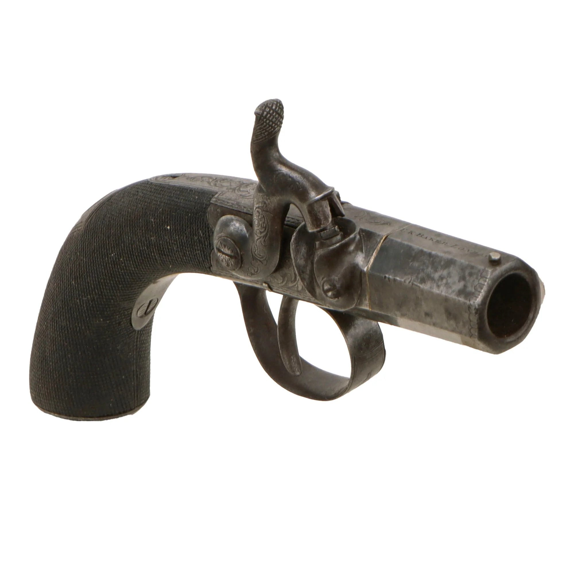 Original Victorian Era British Single Shot Side Hammer Percussion 'Belly Buster' Vest Pistol by Thomas K. Baker of London - circa 1840 — image 3