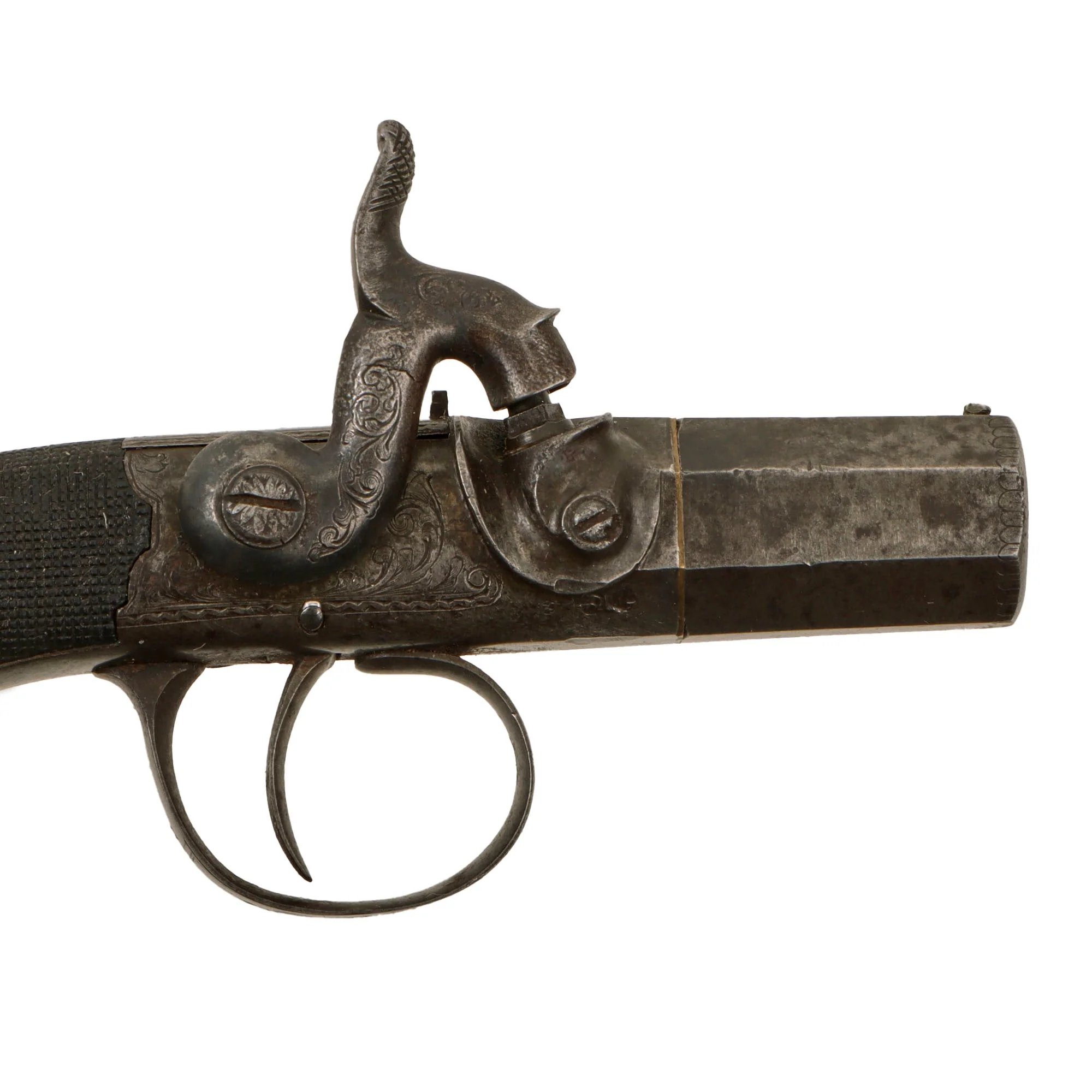Original Victorian Era British Single Shot Side Hammer Percussion 'Belly Buster' Vest Pistol by Thomas K. Baker of London - circa 1840 — image 8