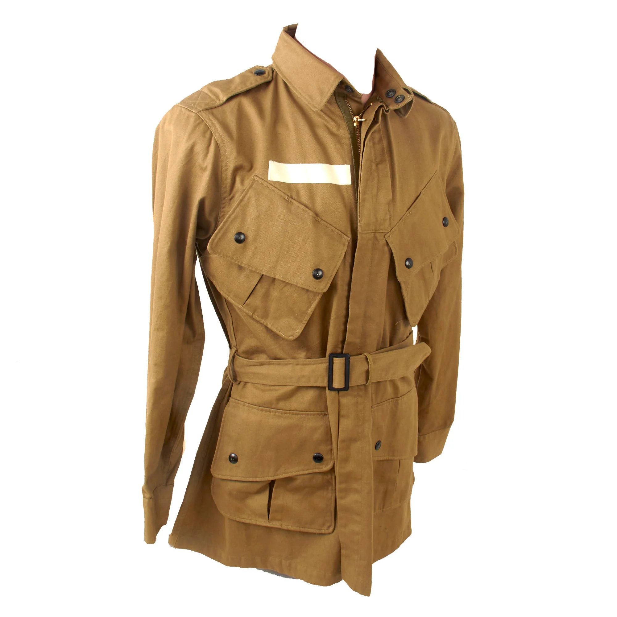 Original U.S. WWII Airborne M1942 Paratrooper Jump Jacket without Reinforcements with Quartermaster Contract Tag & Original Belt - Excellent — image 10