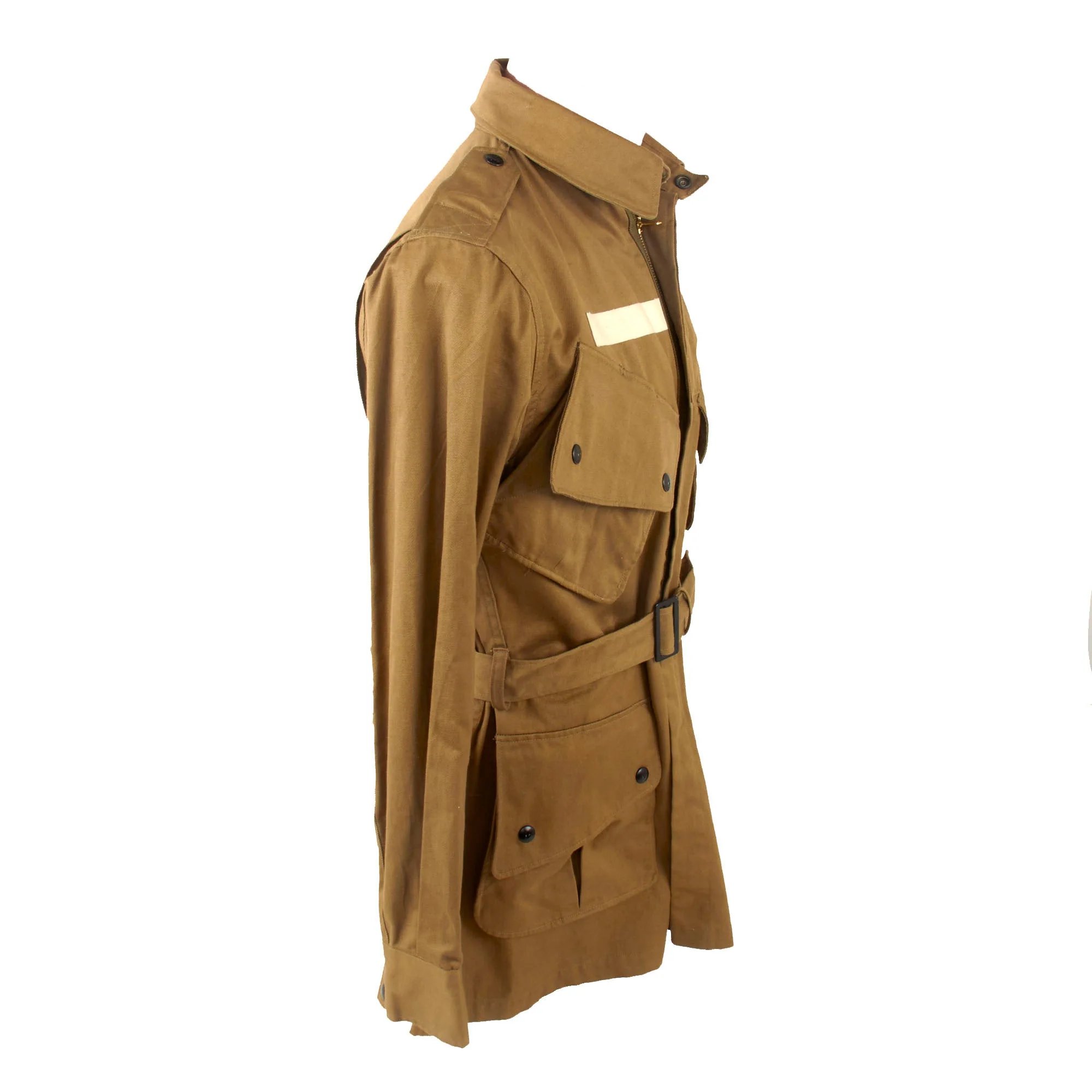 Original U.S. WWII Airborne M1942 Paratrooper Jump Jacket without Reinforcements with Quartermaster Contract Tag & Original Belt - Excellent — image 9