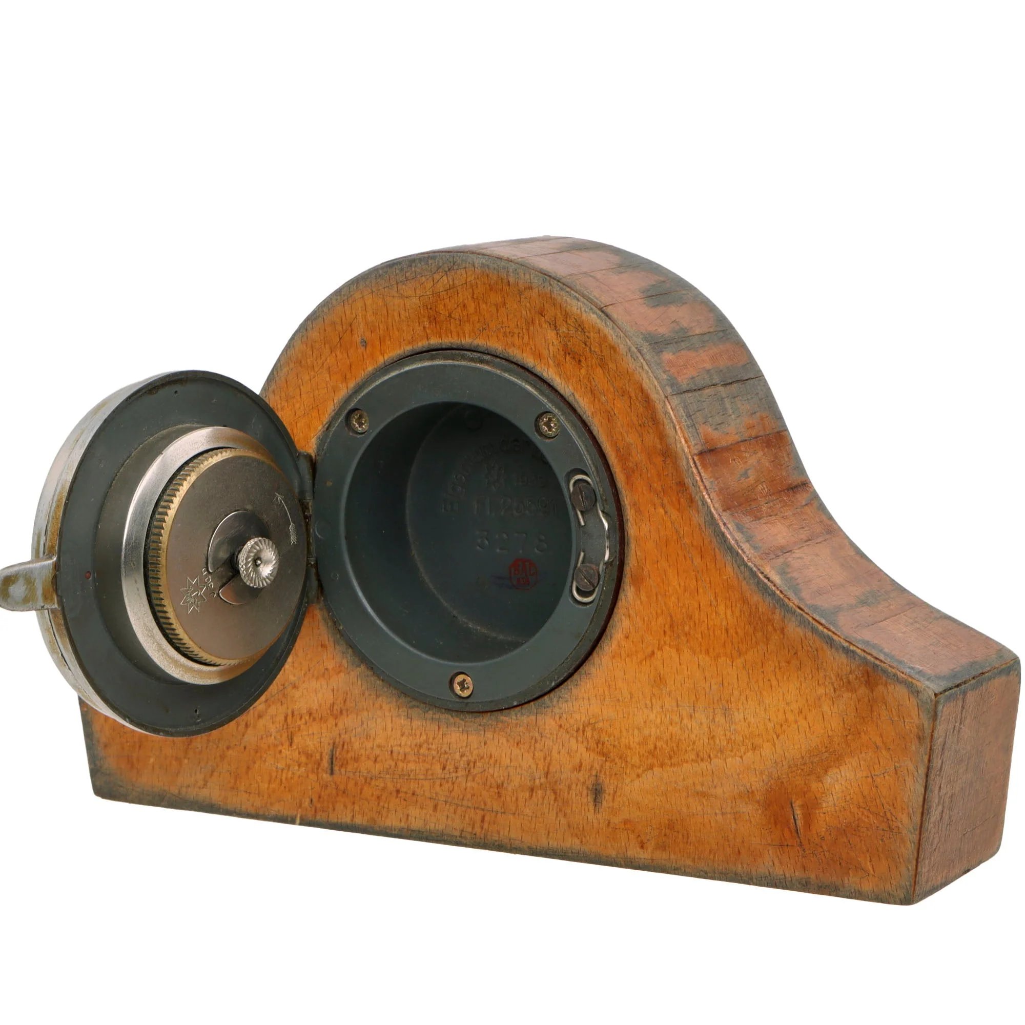 Original German WWII Luftwaffe 1939-Dated Radio Operator's Clock by Junghans in Period Souvenir Stand - Functional - Fl. 25591 — image 3