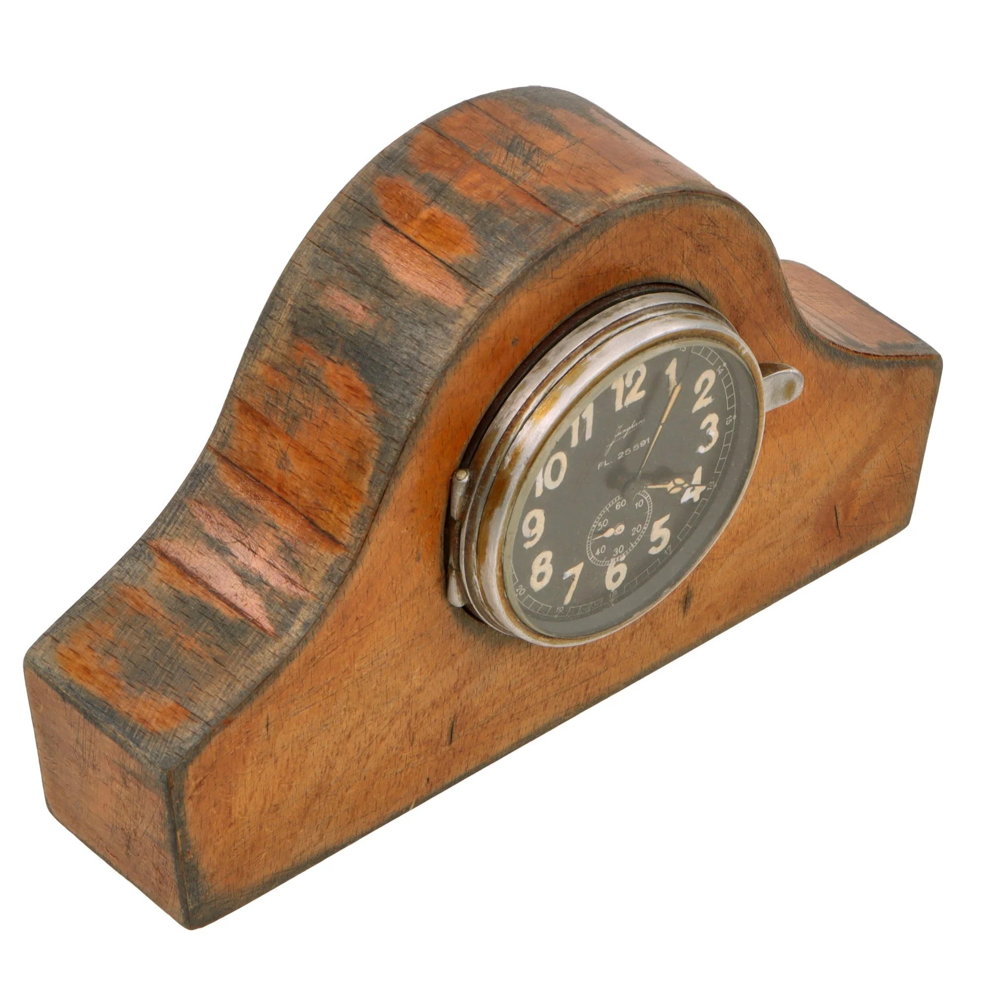 Original German WWII Luftwaffe 1939-Dated Radio Operator's Clock by Junghans in Period Souvenir Stand - Functional - Fl. 25591 — image 4
