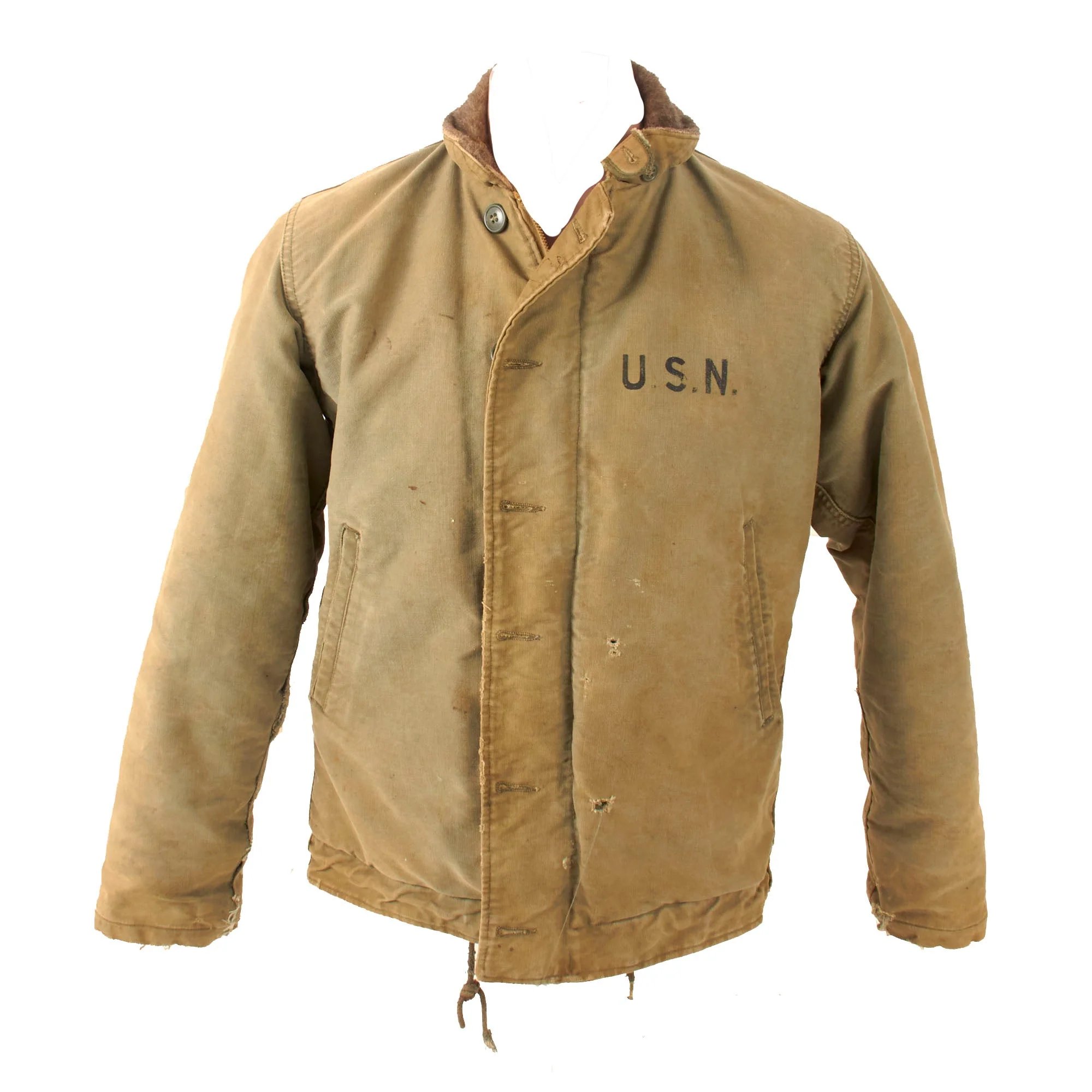 Original U.S. WWII Named N-1 Navy Deck Jacket with CONMAR Zipper - D.L. Adams — image 2