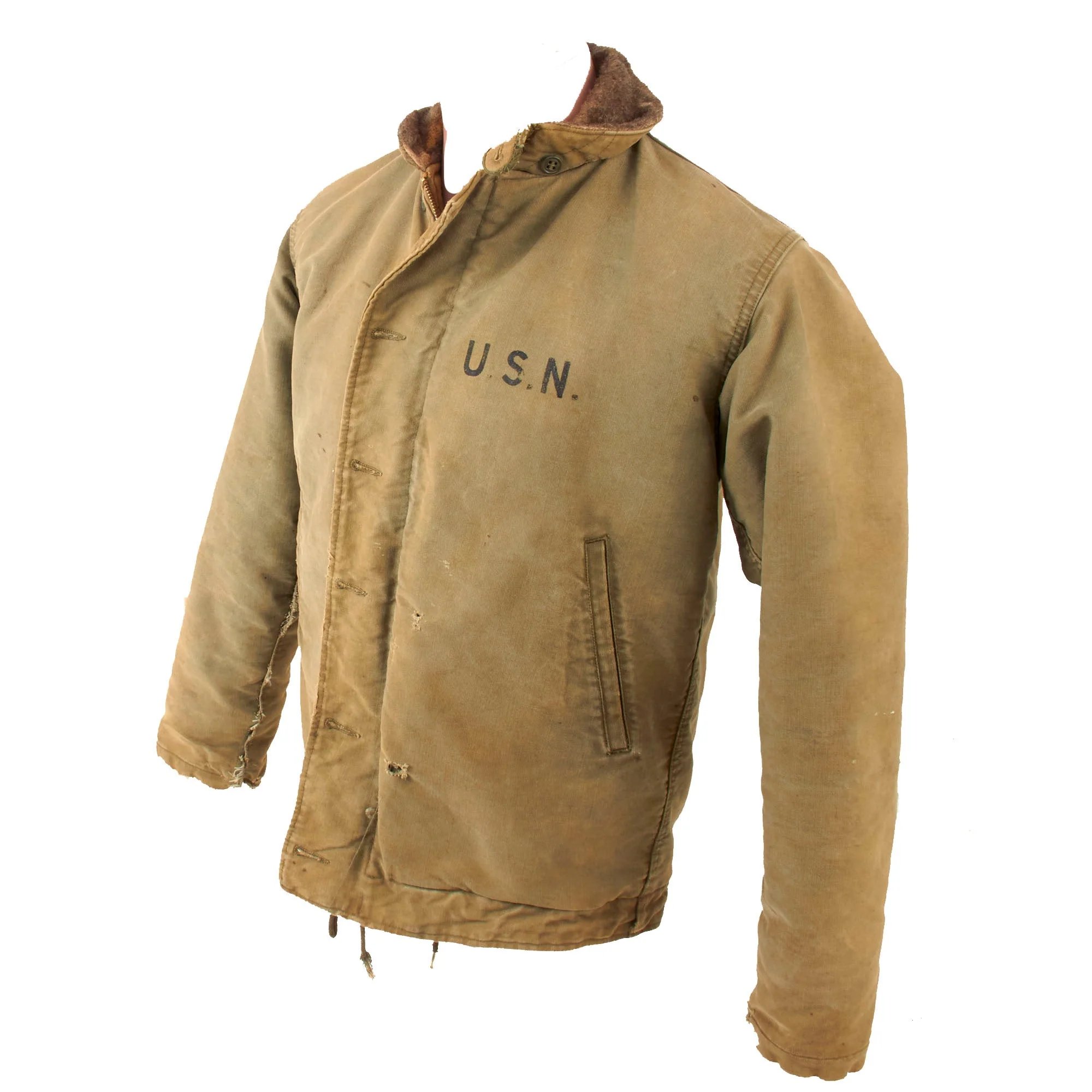 Original U.S. WWII Named N-1 Navy Deck Jacket with CONMAR Zipper - D.L. Adams — image 3