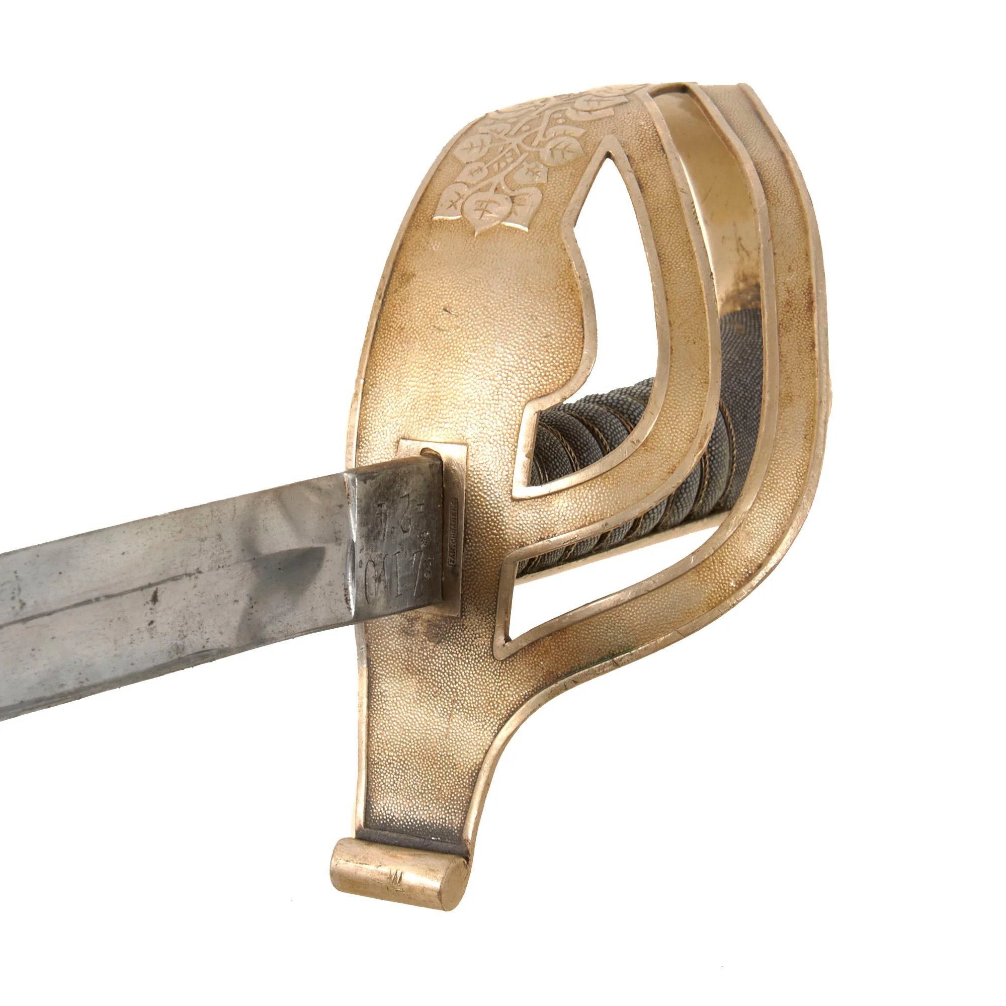 Original Slovakian Pre-WWII Army Officer's Sword with Scabbard & Unit Markings by Wlaszovits of Štos - Slovakian Crest on Guard — image 10