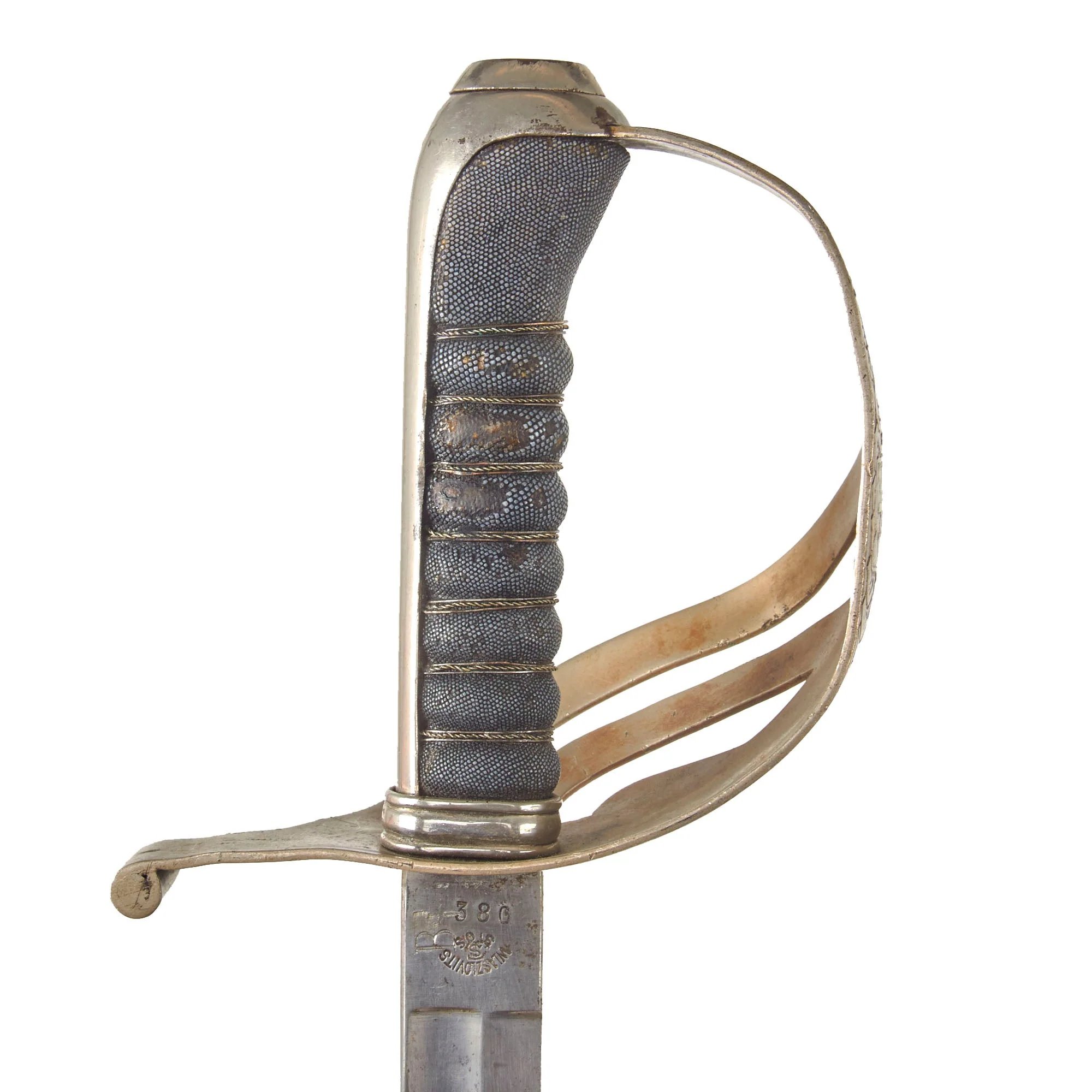Original Slovakian Pre-WWII Army Officer's Sword with Scabbard & Unit Markings by Wlaszovits of Štos - Slovakian Crest on Guard — image 13