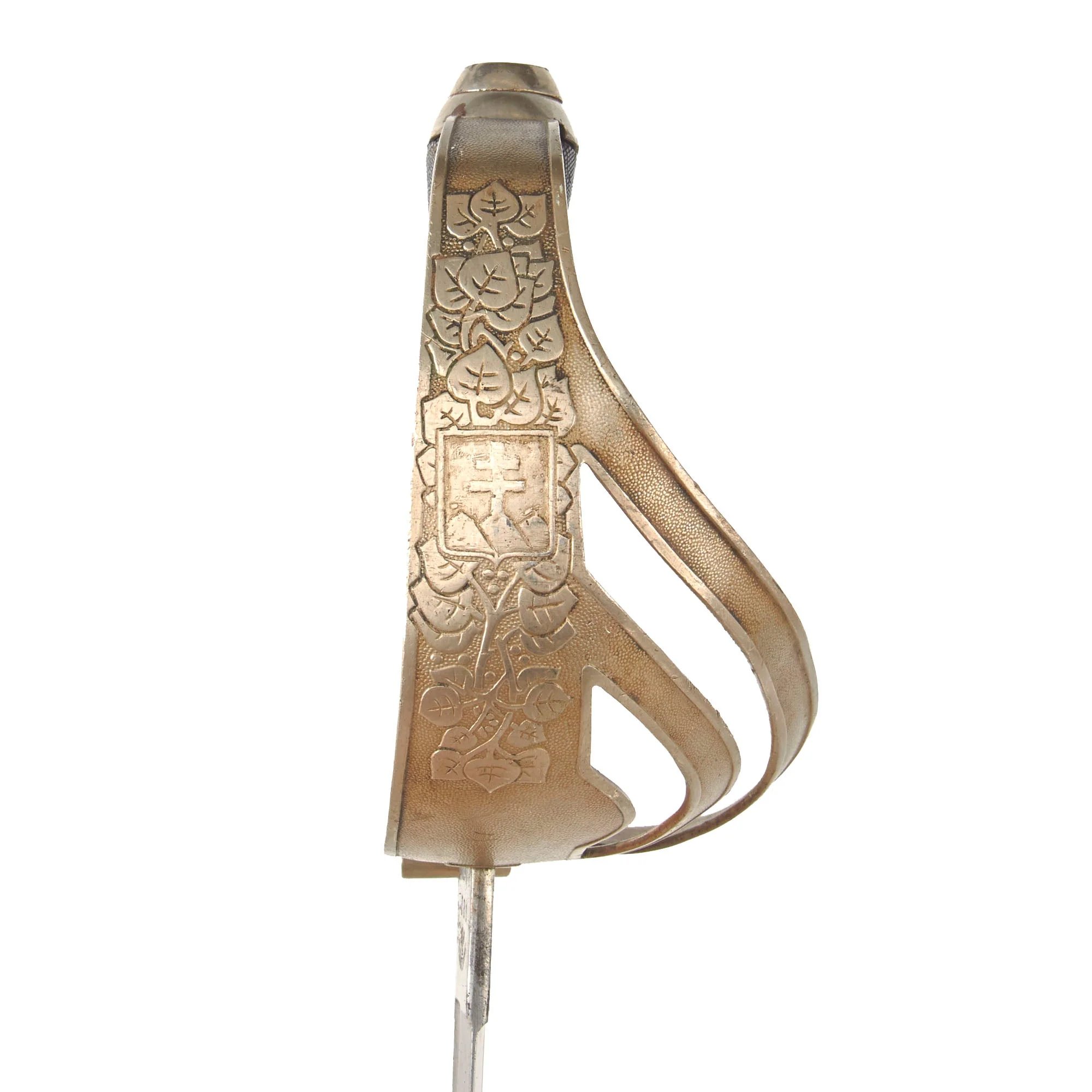 Original Slovakian Pre-WWII Army Officer's Sword with Scabbard & Unit Markings by Wlaszovits of Štos - Slovakian Crest on Guard — image 16