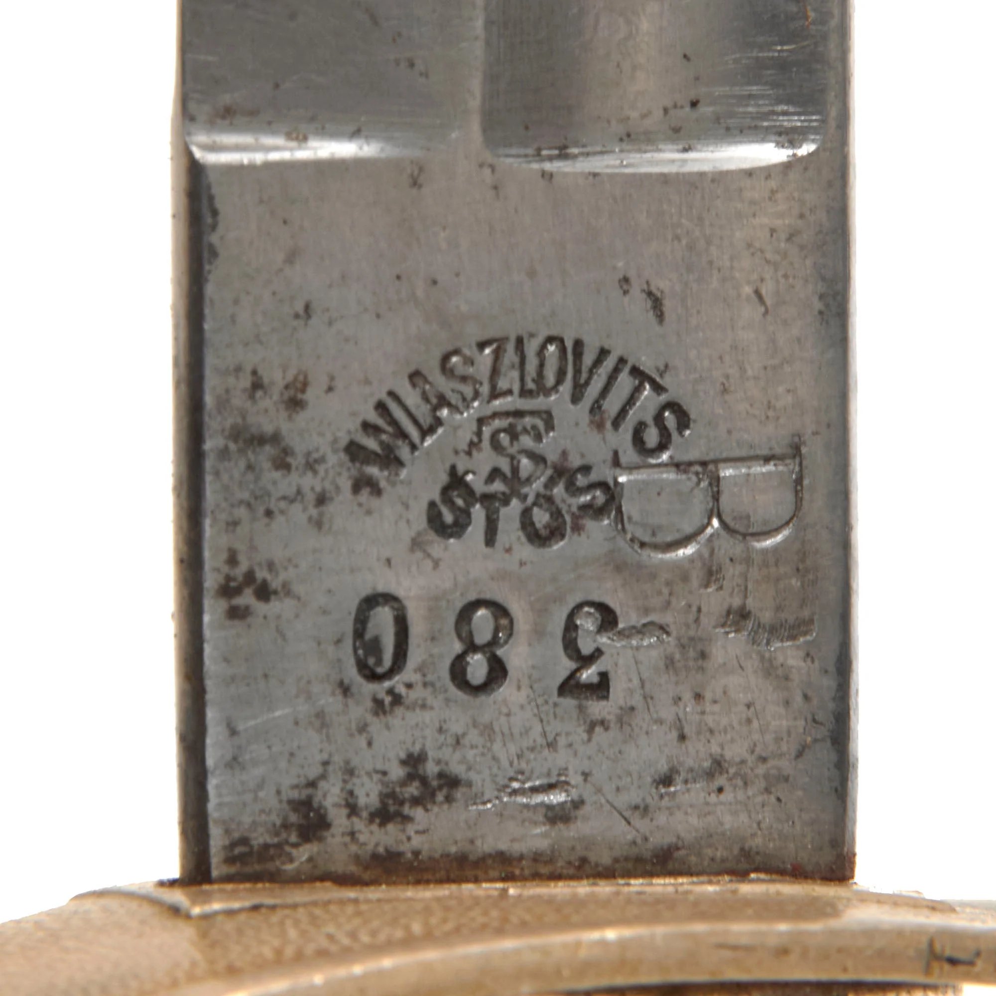 Original Slovakian Pre-WWII Army Officer's Sword with Scabbard & Unit Markings by Wlaszovits of Štos - Slovakian Crest on Guard — image 6