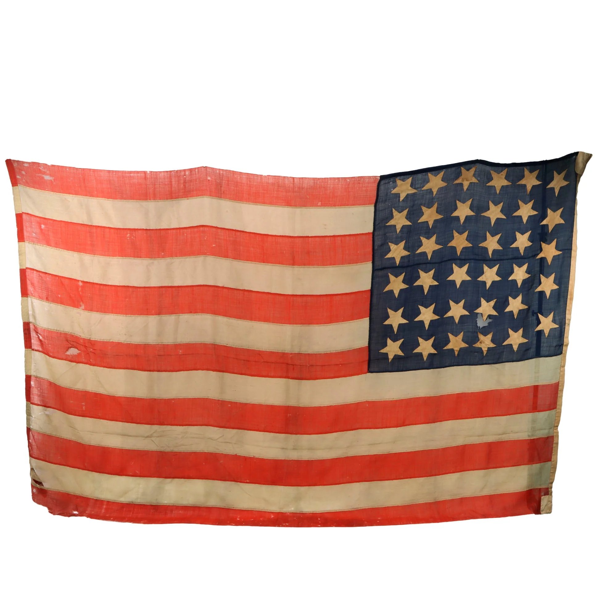 Original U.S. Civil War Incredibly Rare 35-Star (1863-1865) Casket Flag with Widow's Mourning Armband & Name Tag - 63 x 102' — image 8