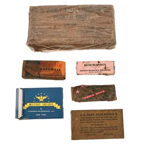 Original U.S. WWII Ration Lot Including Sealed Soldier's Field Ration …