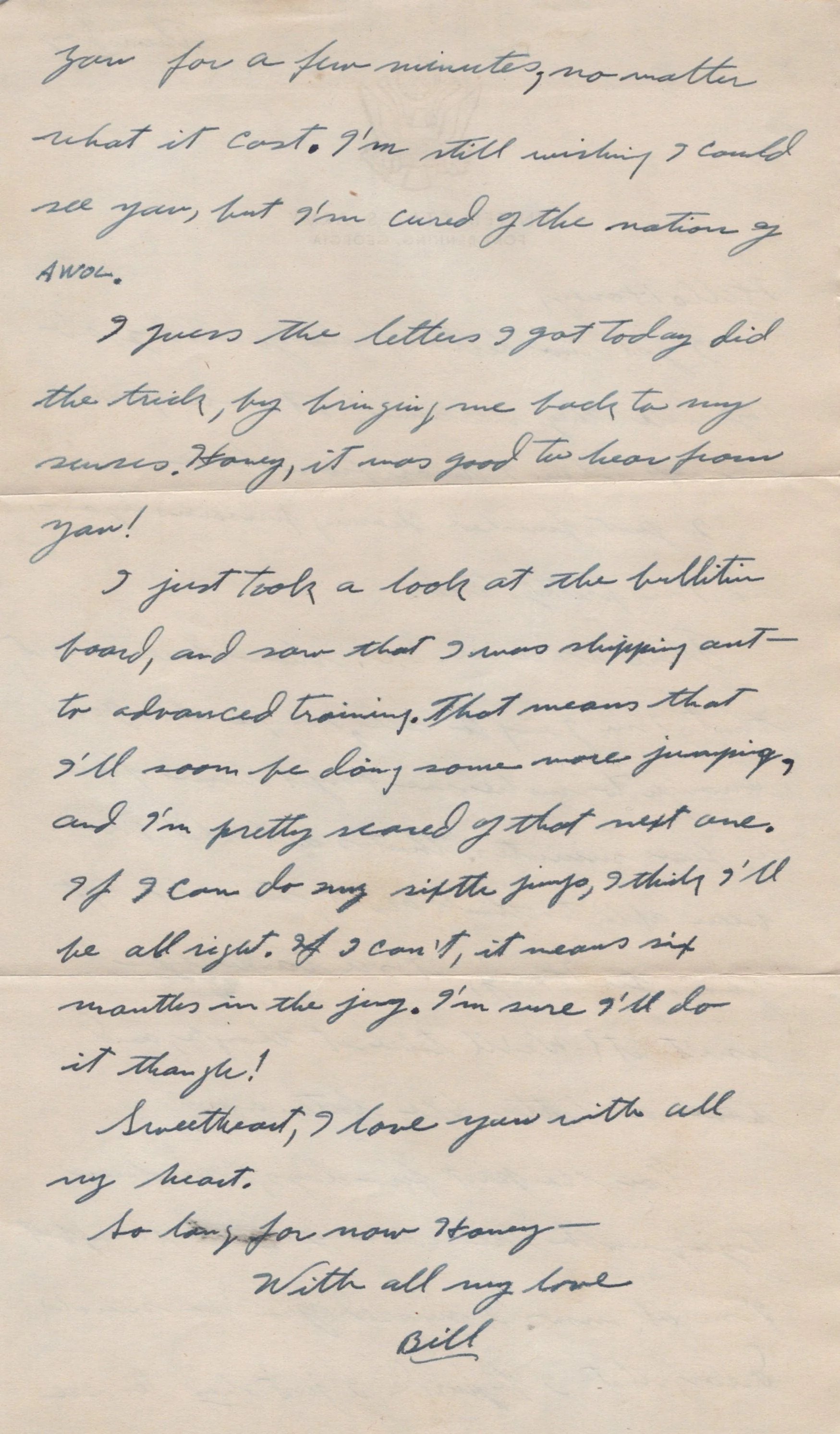 Original U.S. WWII Parachute Training Regiment Letter Lot - Pvt Merlyn Williams, 2th PTR — image 2