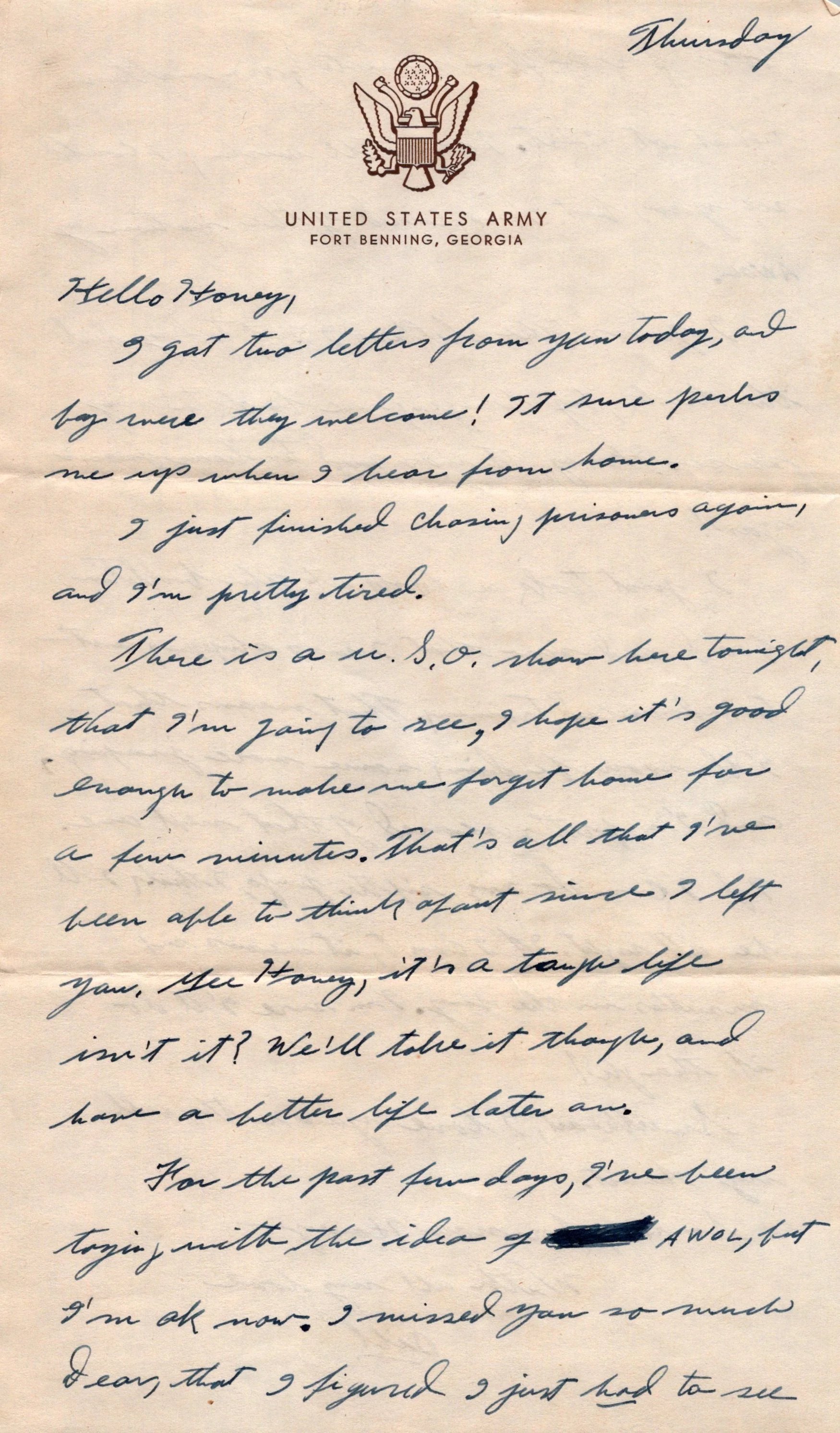 Original U.S. WWII Parachute Training Regiment Letter Lot - Pvt Merlyn Williams, 2th PTR — image 3