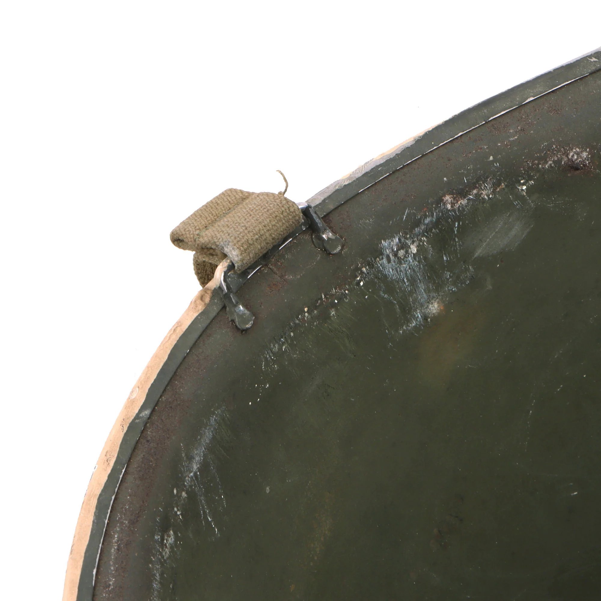 Original U.S. WWII Navy White-Painted Fixed Bale Front Seam McCord M1 Helmet with Matching White-Painted Firestone Liner — image 13