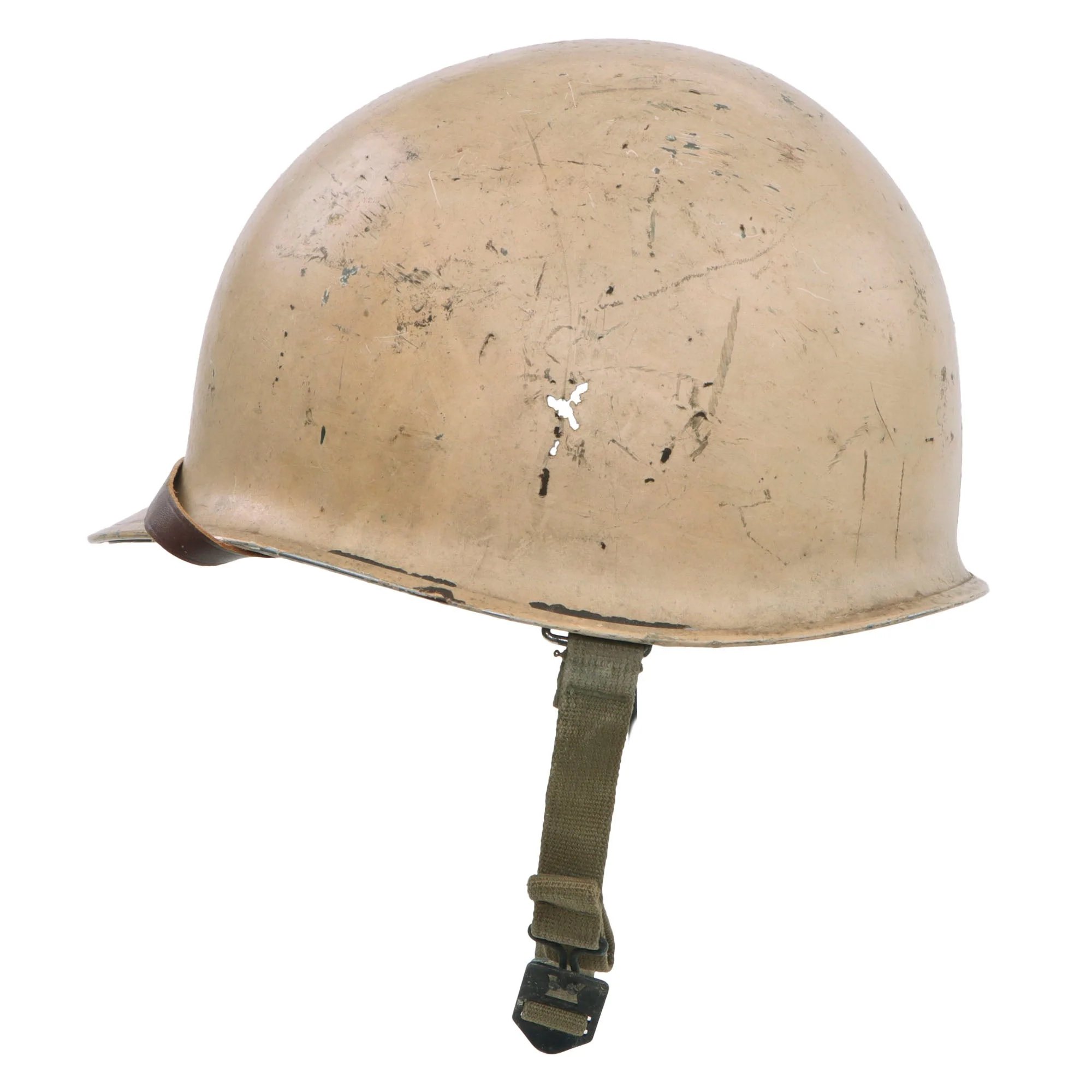 Original U.S. WWII Navy White-Painted Fixed Bale Front Seam McCord M1 Helmet with Matching White-Painted Firestone Liner — image 14