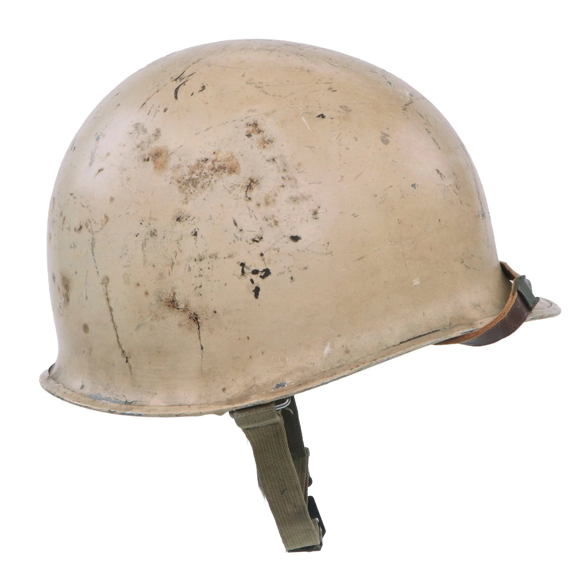 Original U.S. WWII Navy White-Painted Fixed Bale Front Seam McCord M1 Helmet with Matching White-Painted Firestone Liner — image 15