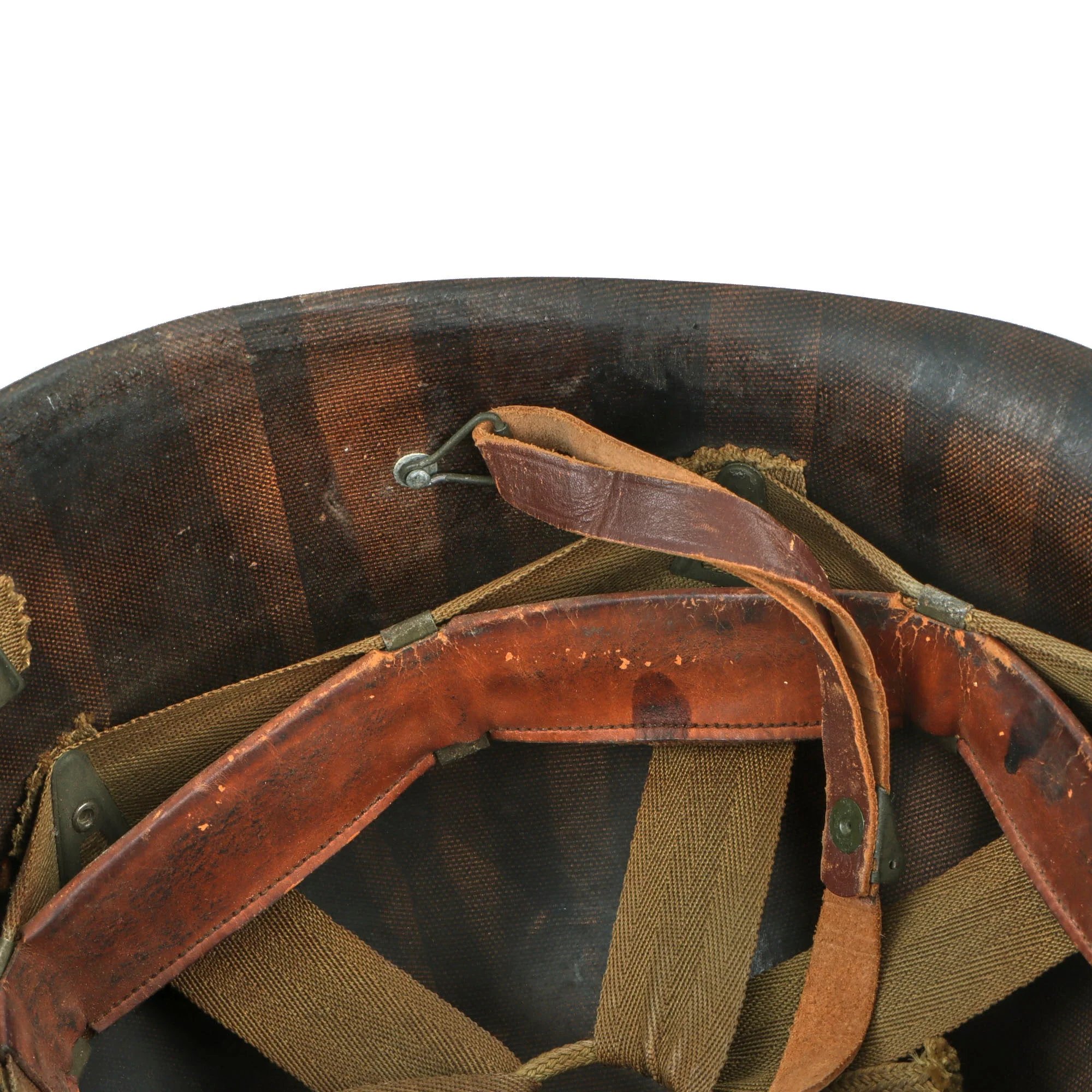Original U.S. WWII Navy White-Painted Fixed Bale Front Seam McCord M1 Helmet with Matching White-Painted Firestone Liner — image 9