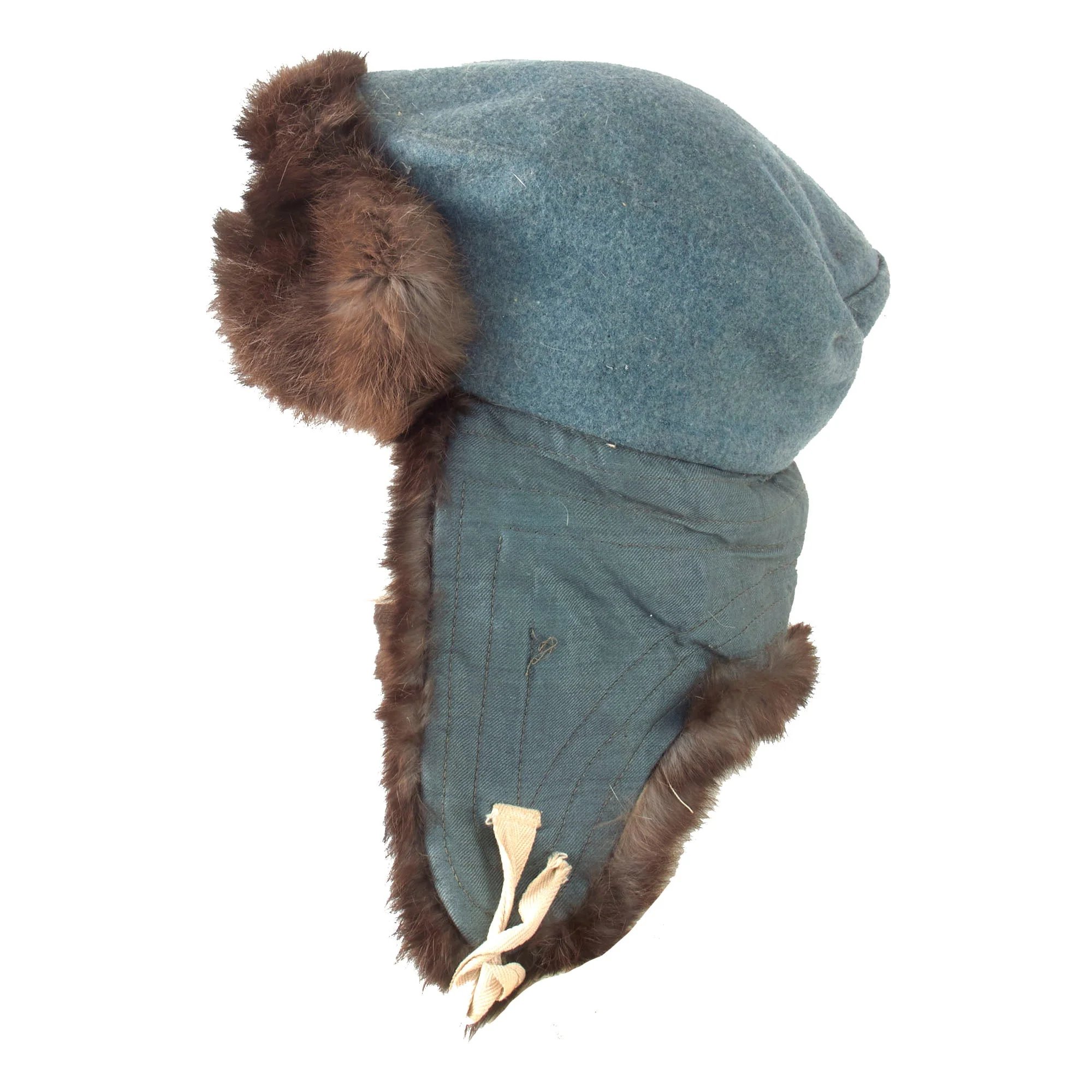 Original German WWII Eastern Front Heer Army Rabbit Fur Pelzmütze Winter Hat — image 10