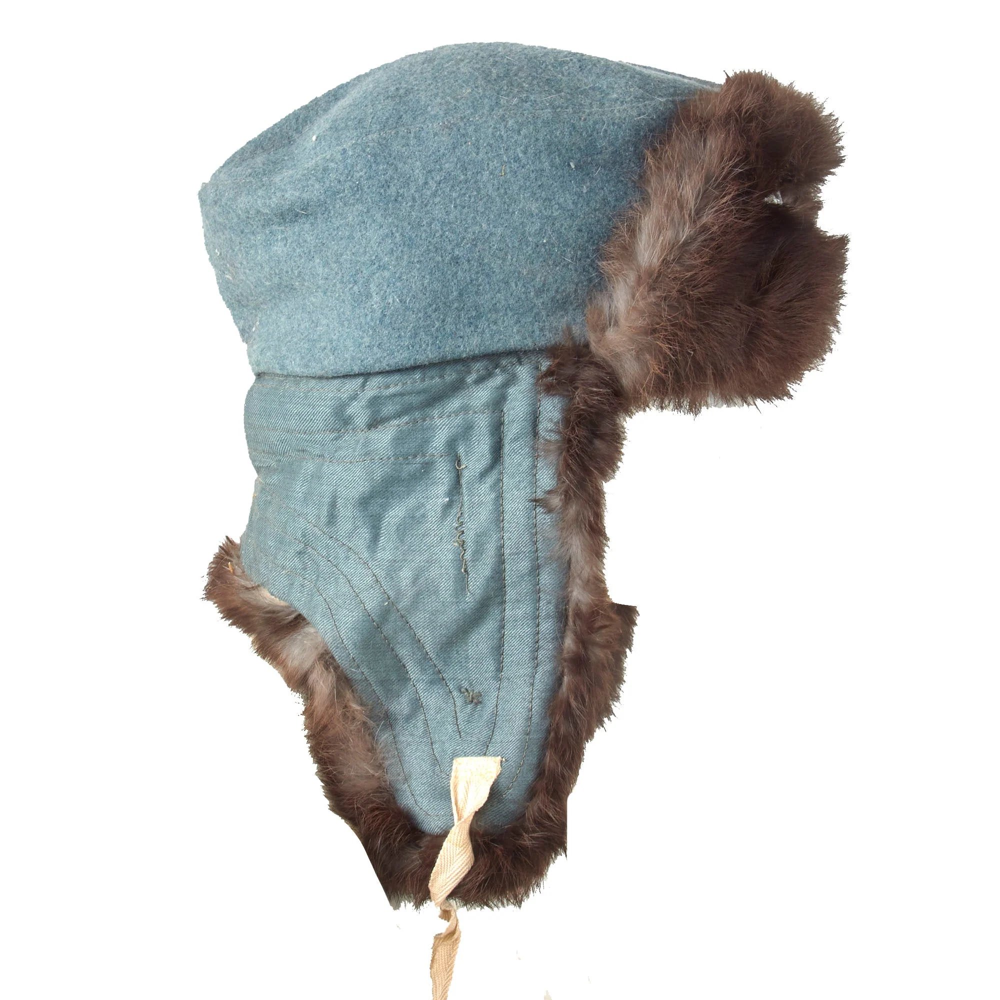 Original German WWII Eastern Front Heer Army Rabbit Fur Pelzmütze Winter Hat — image 12