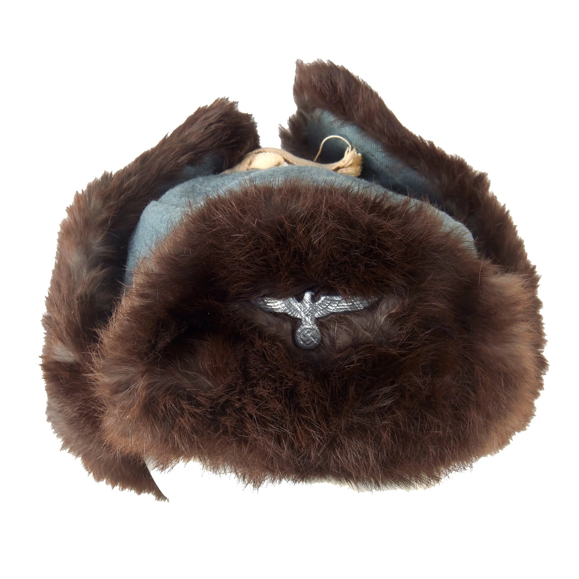 Original German WWII Eastern Front Heer Army Rabbit Fur Pelzmütze Winter Hat — image 2
