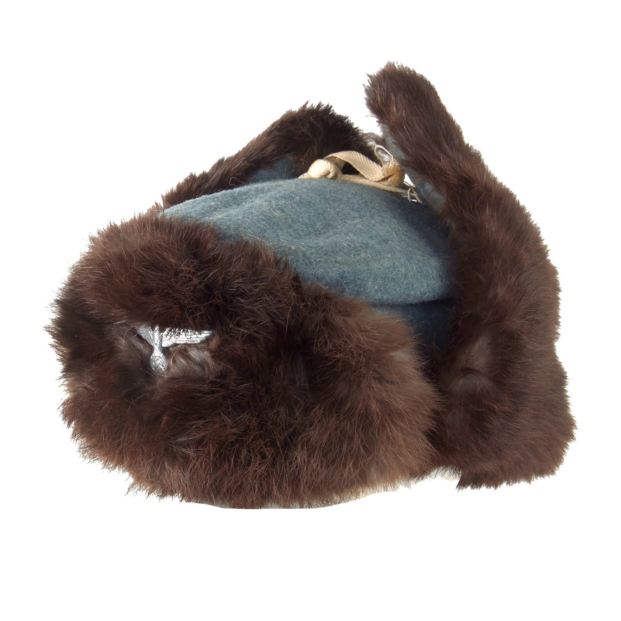 Original German WWII Eastern Front Heer Army Rabbit Fur Pelzmütze Winter Hat — image 3