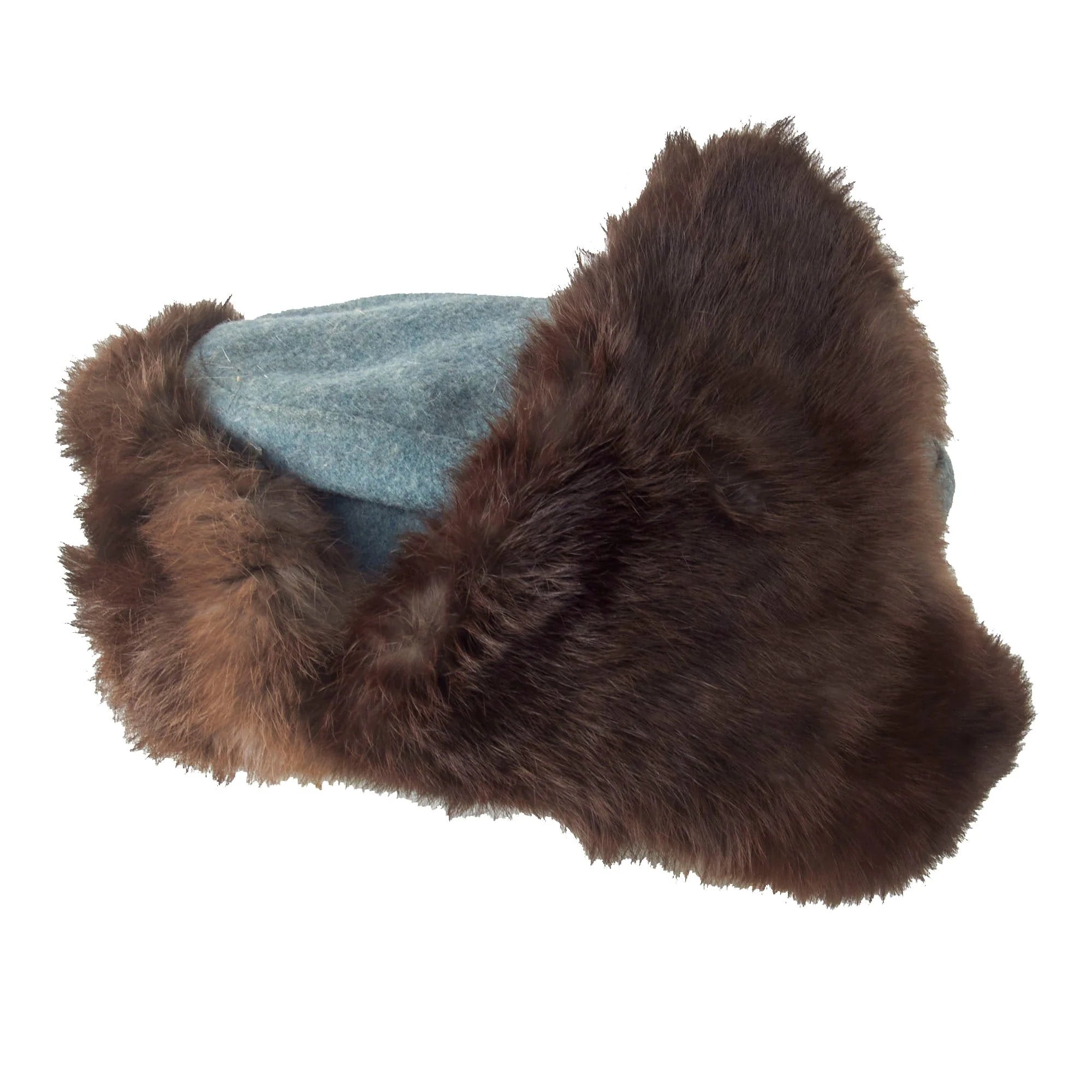 Original German WWII Eastern Front Heer Army Rabbit Fur Pelzmütze Winter Hat — image 5